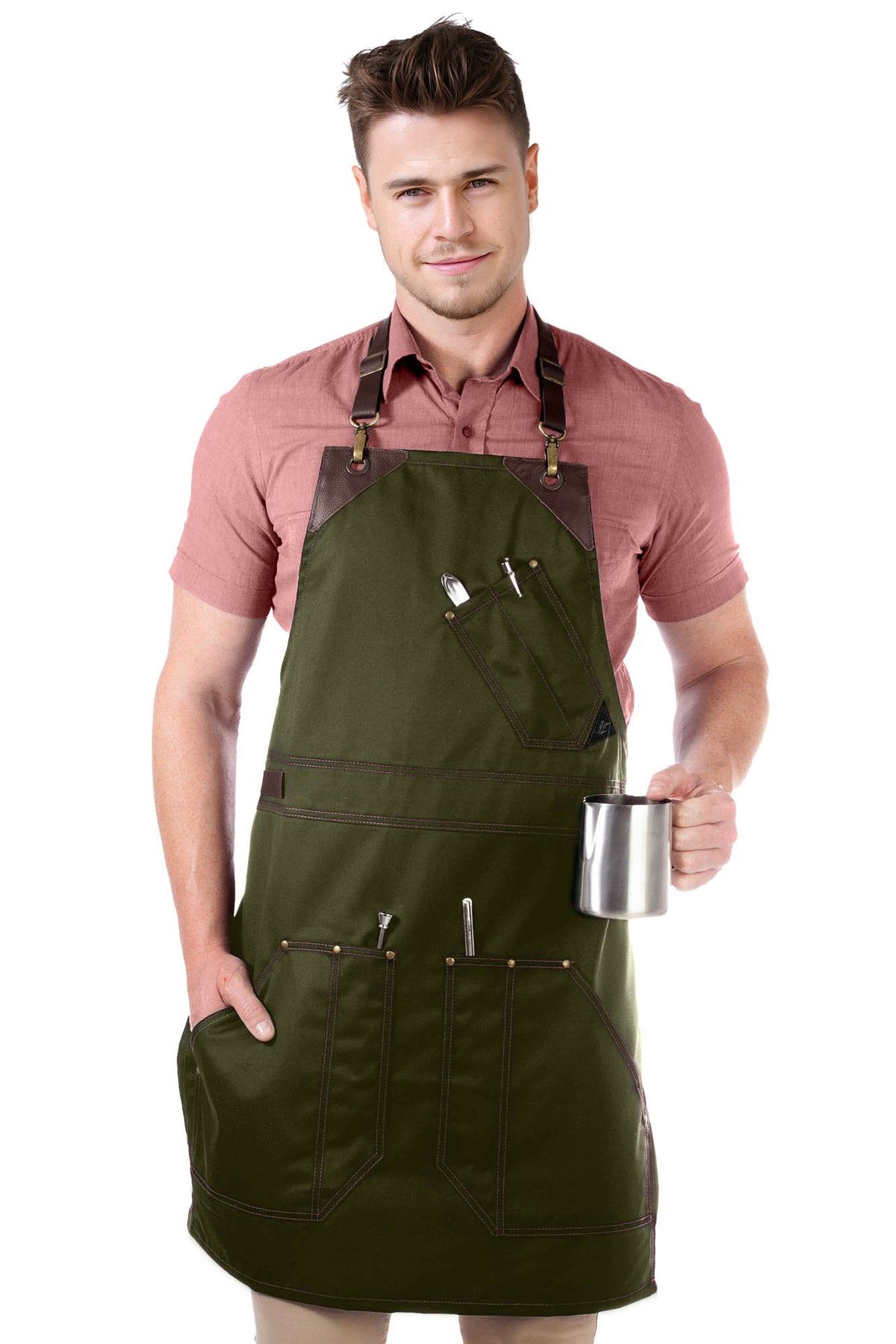 Avental Barista – Alças e Reforços em Couro – Costura Dupla – Chef, Cozinheiro, Barista, Bartender -  Under NY Sky