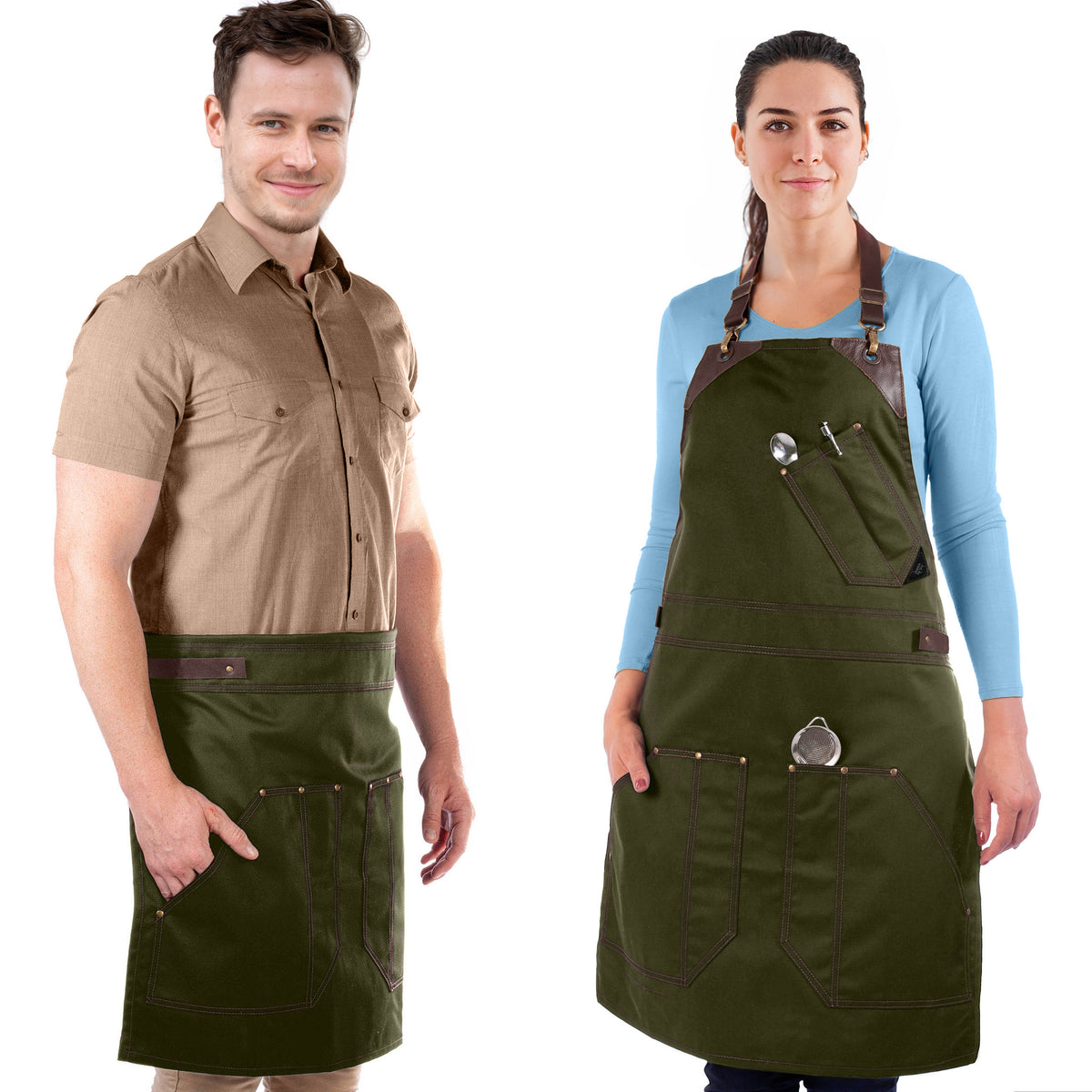 Avental Barista – Alças e Reforços em Couro – Costura Dupla – Chef, Cozinheiro, Barista, Bartender -  Under NY Sky