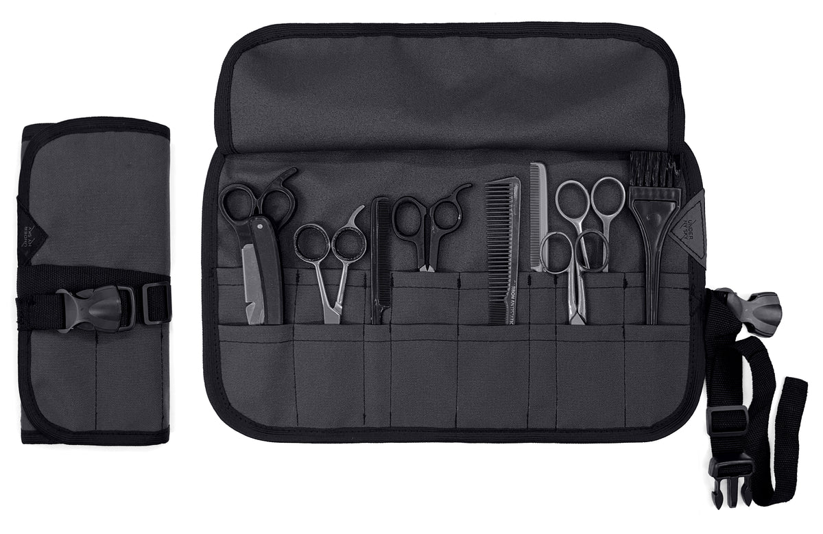 Estojo Porta Tesoura - Salão de Beleza, Barbearia - Case Rolo em Lona Oxford para Tesouras de Corte de Cabelo, Pentes, Pincéis, Lápis Maquiagem - Barbeiro, Cabeleireiro, Maquiador - Under NY Sky