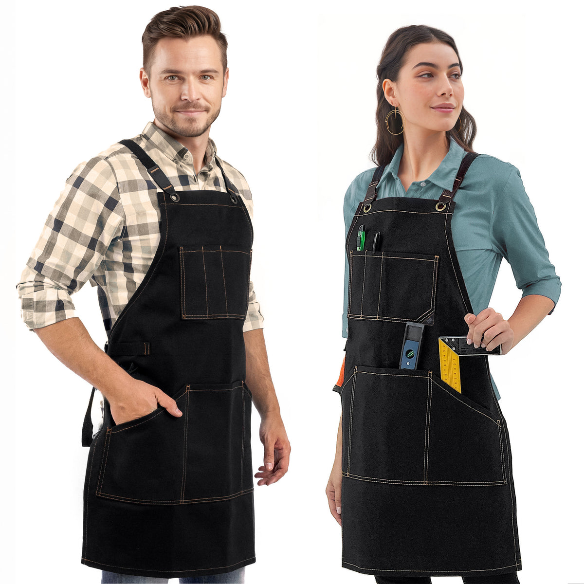 Avental de Oficina – Lona Grossa Encerada, Bolsos para Ferramentas, Alças Cruzadas, Chef, Carpinteiro, Churrasco, Comércio -  Under NY Sky