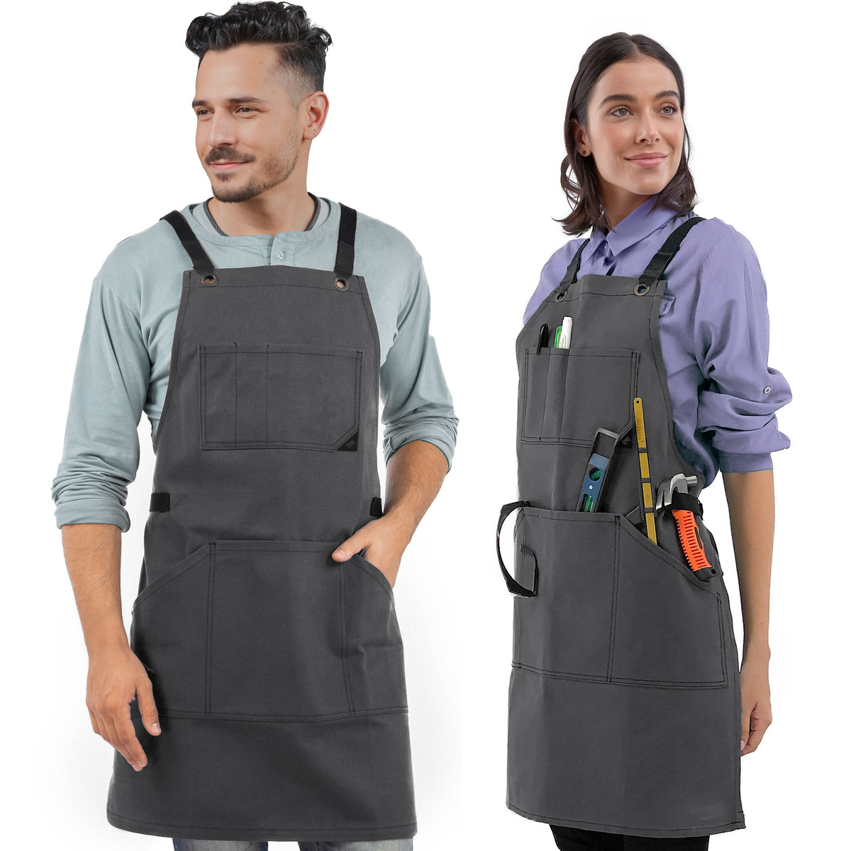 Avental de Oficina – Lona Grossa Encerada, Bolsos para Ferramentas, Alças Cruzadas, Chef, Carpinteiro, Churrasco, Comércio -  Under NY Sky