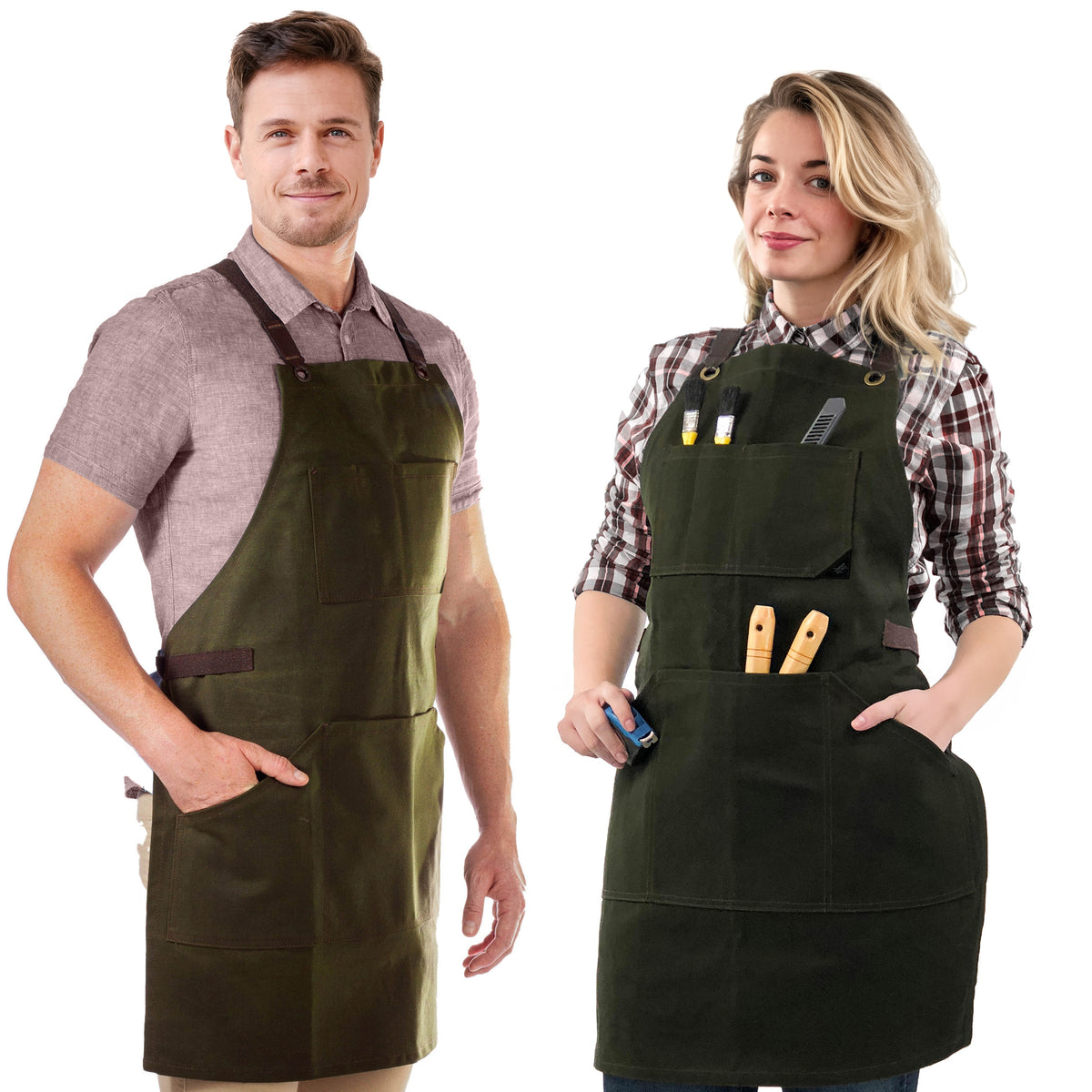 Avental de Oficina – Lona Grossa Encerada, Bolsos para Ferramentas, Alças Cruzadas, Chef, Carpinteiro, Churrasco, Comércio -  Under NY Sky