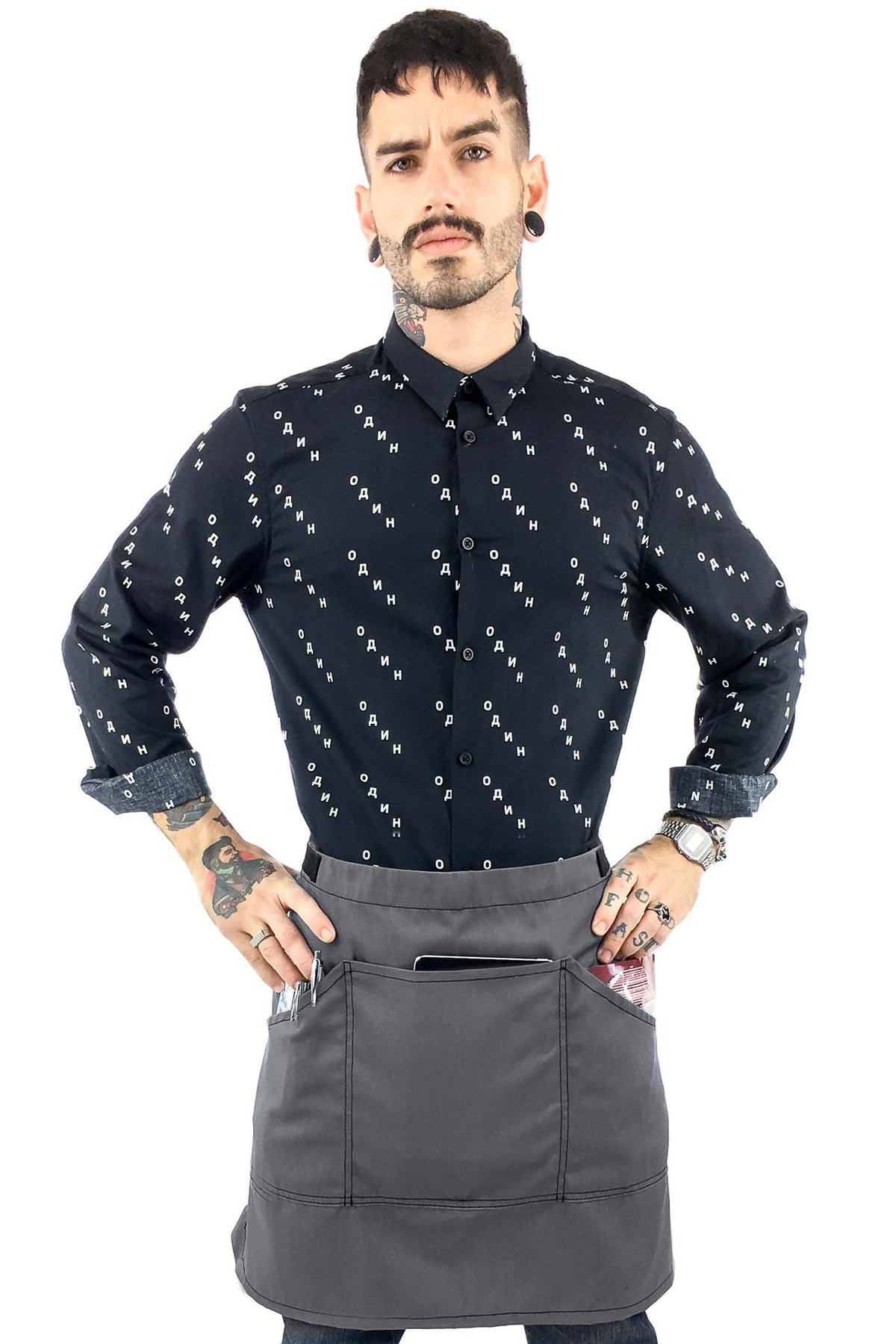 Half Apron - Double Stitched, Many Pockets - Chef, Server, Bistro, Restaurant, Waiter, Shop - Under NY Sky