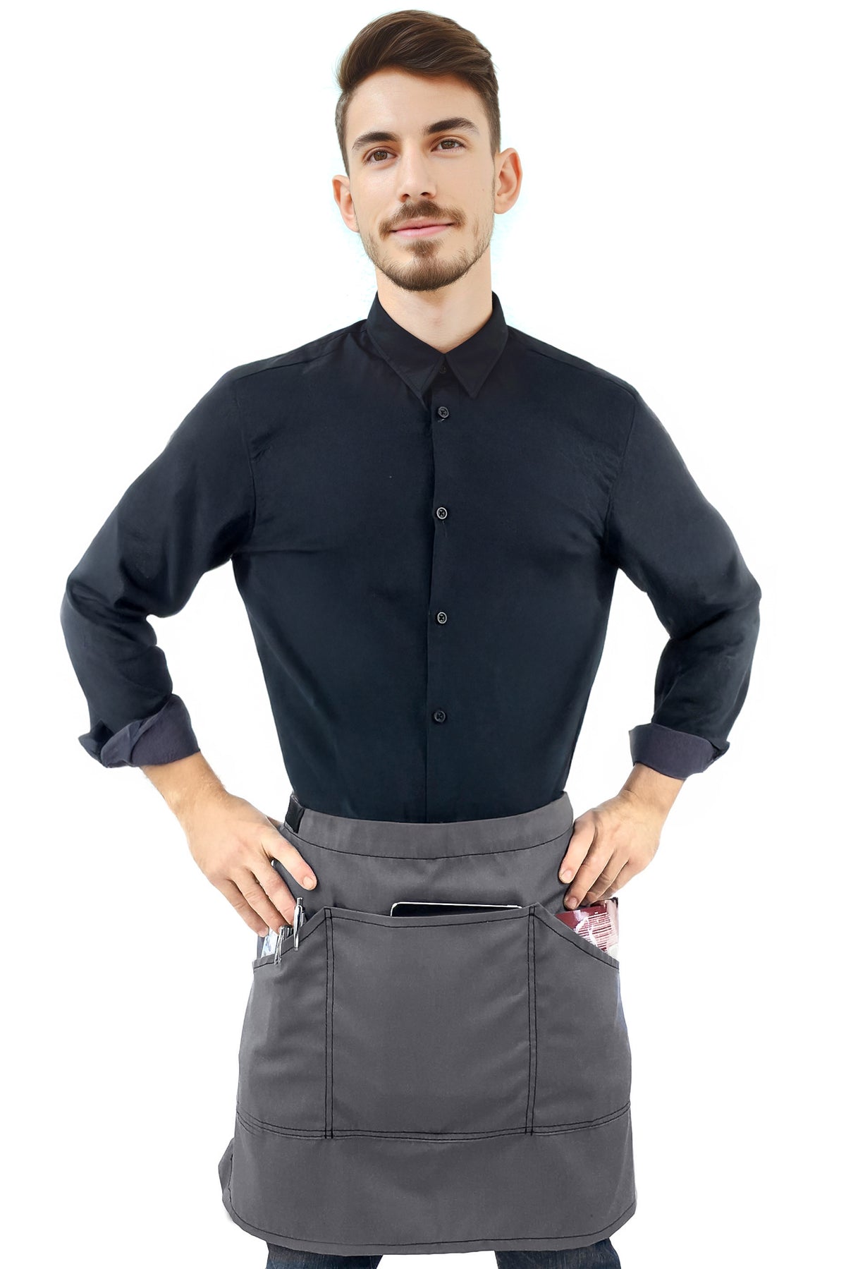 Avental de Cintura – Costura Dupla, Muitos Bolsos – Chef, Bistrô, Restaurante, Garçom, Comércio -  Under NY Sky