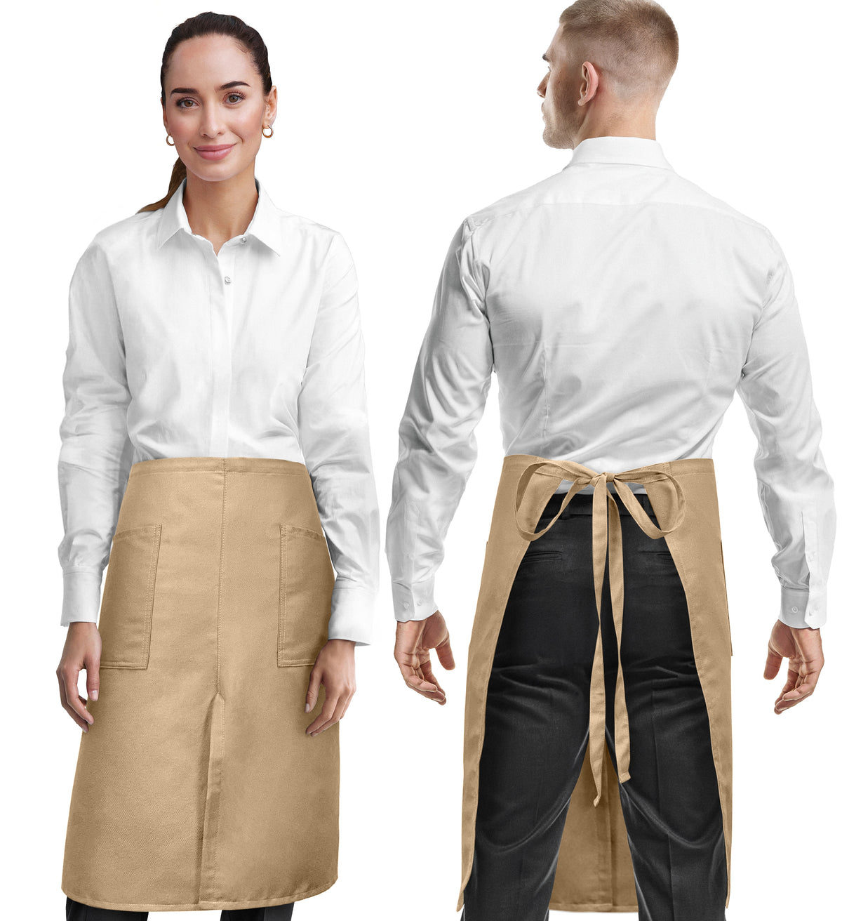 Half Bistro Apron - Long, Front Slit, 2 Pockets - Server, Waiter, Waitress, Chef, Restaurant, Gift - Under NY Sky