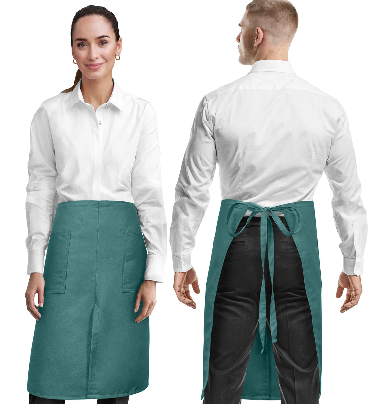 Half Bistro Apron - Long, Front Slit, 2 Pockets - Server, Waiter, Waitress, Chef, Restaurant, Gift - Under NY Sky