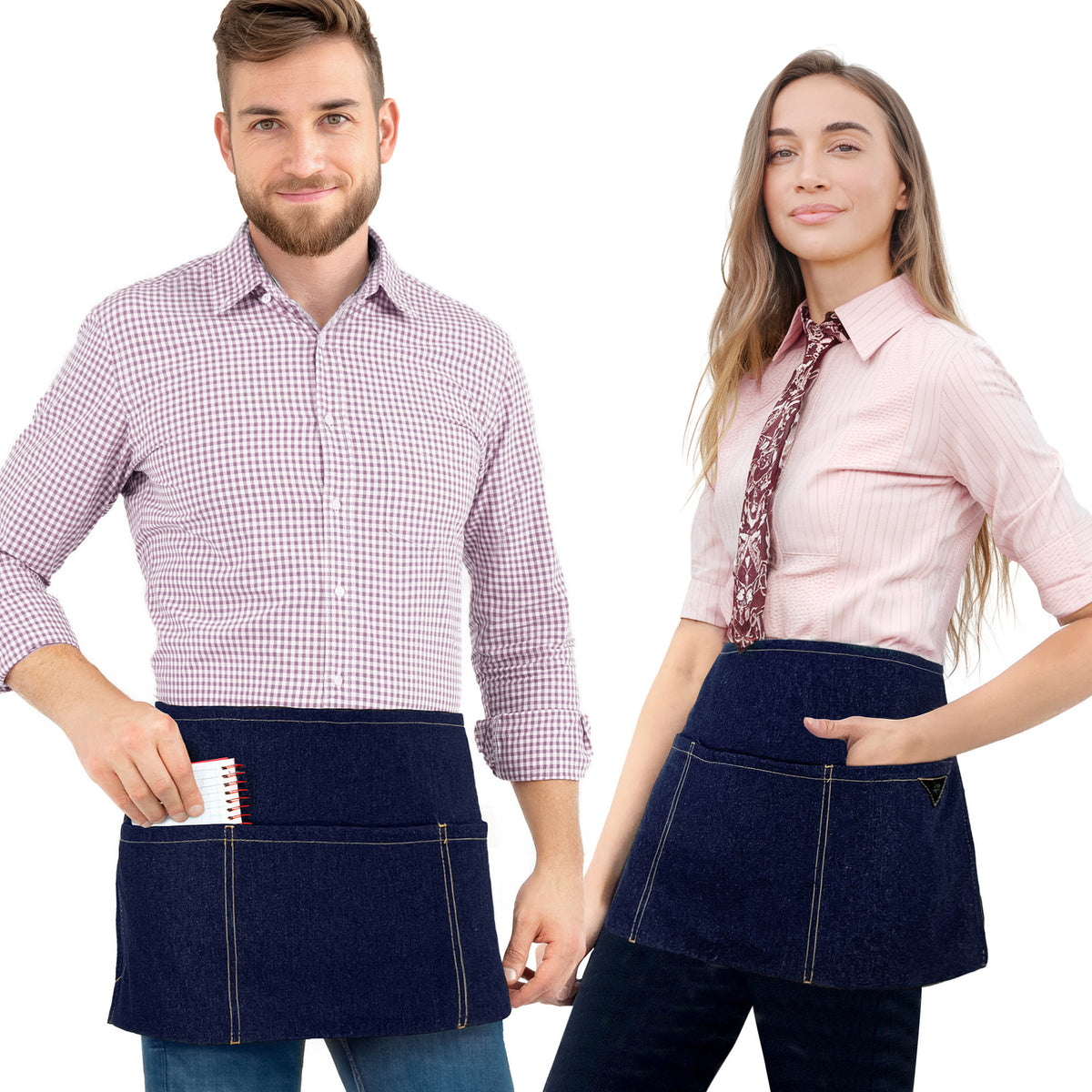 Avental de Cintura – 3 Bolsos, Sarja ou Jeans Profissional – Meio Avental – Garçom, Garçonete, Bartender, Restaurante, Cafeteria - Under NY Sky