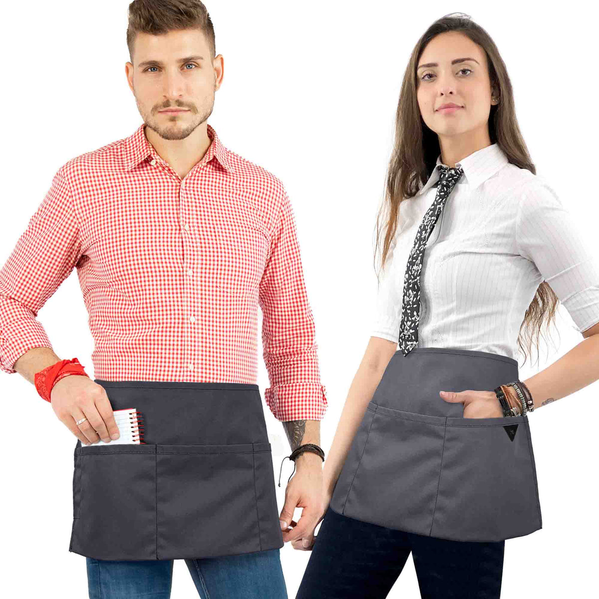 Waist Apron - 3 pockets, Durable Twill or Denim - Half Apron - Server, Waiter, Waitress, Bartender, Shop, Restaurant, Bistro Aprons - Under NY Sky