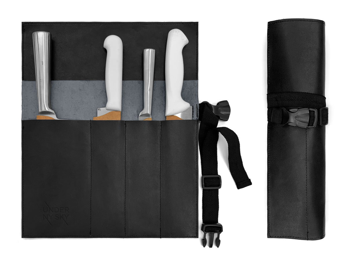 Estojo Porta Facas em Couro Legítimo - 1, 2, 3, 4 ou 6 Bolsos - Estojo Case de Fácil Transporte - Para Facas, Utensílios, Cozinha, Chefs, BBQ -  Under NY Sky