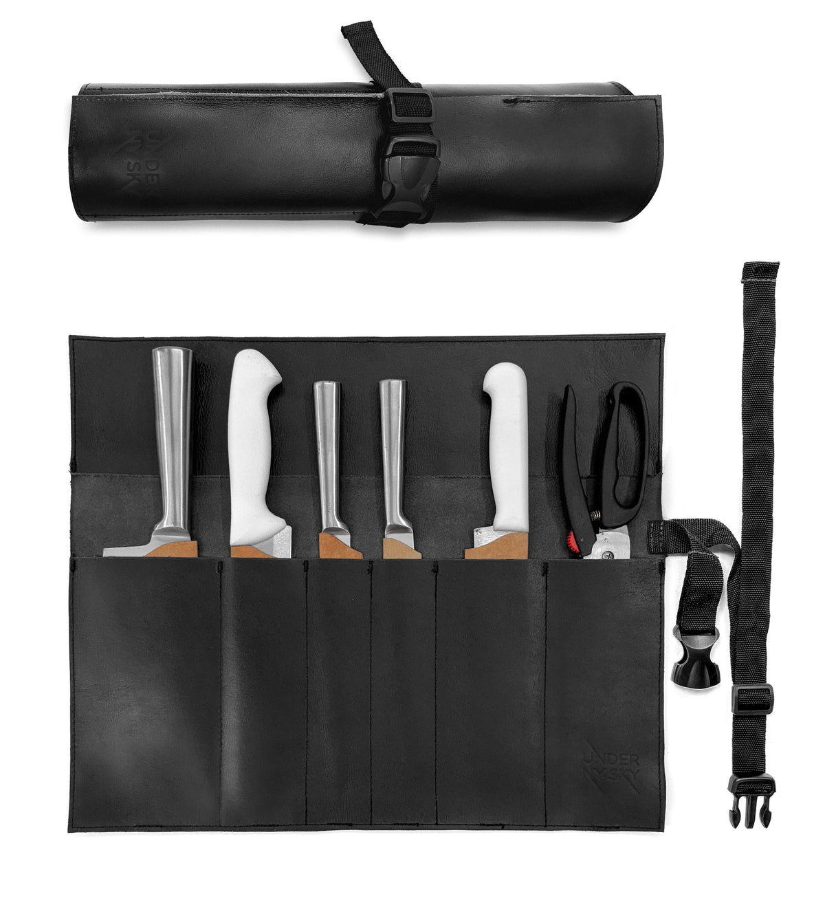 Estojo Porta Facas em Couro Legítimo - 1, 2, 3, 4 ou 6 Bolsos - Estojo Case de Fácil Transporte - Para Facas, Utensílios, Cozinha, Chefs, BBQ -  Under NY Sky