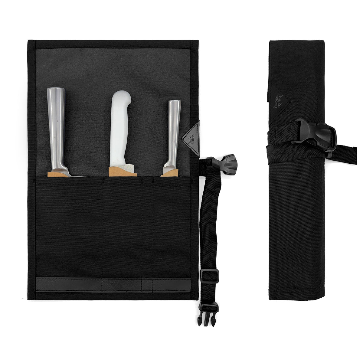 Estojo Porta Faca - 1, 2, 3, 4 ou 6 Bolsos - Bolsa Portátil em Lona Oxford Resistente para Ferramentas de Cozinha, Utensílios, Case Rolo para Facas - Chef, Grill, Churrasco -  Under NY Sky