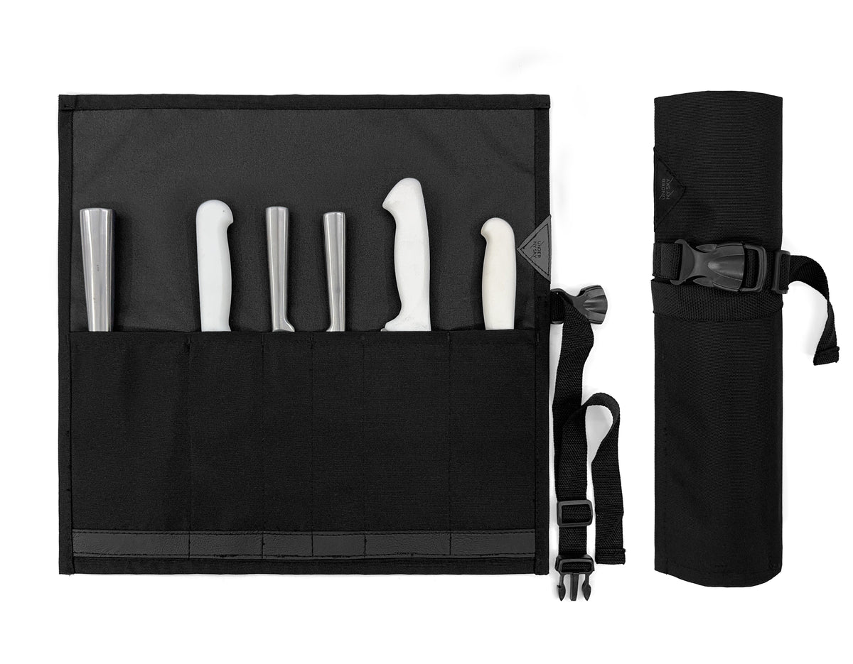 Estojo Porta Faca - 1, 2, 3, 4 ou 6 Bolsos - Bolsa Portátil em Lona Oxford Resistente para Ferramentas de Cozinha, Utensílios, Case Rolo para Facas - Chef, Grill, Churrasco -  Under NY Sky
