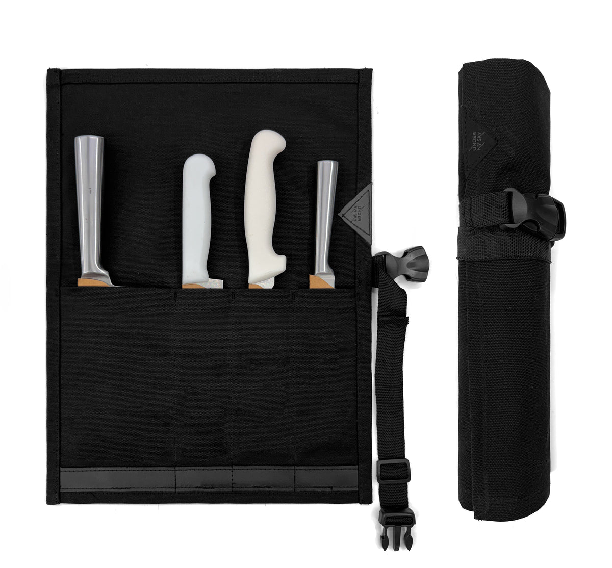 Estojo Porta Facas - 1, 2, 3, 4 ou 6 Bolsos - Bolsa Portátil em Lona Parafinada para Ferramentas de Cozinha, Utensílios, Case Rolo para Facas - Chefs, Grill, Churrasco -  Under NY Sky