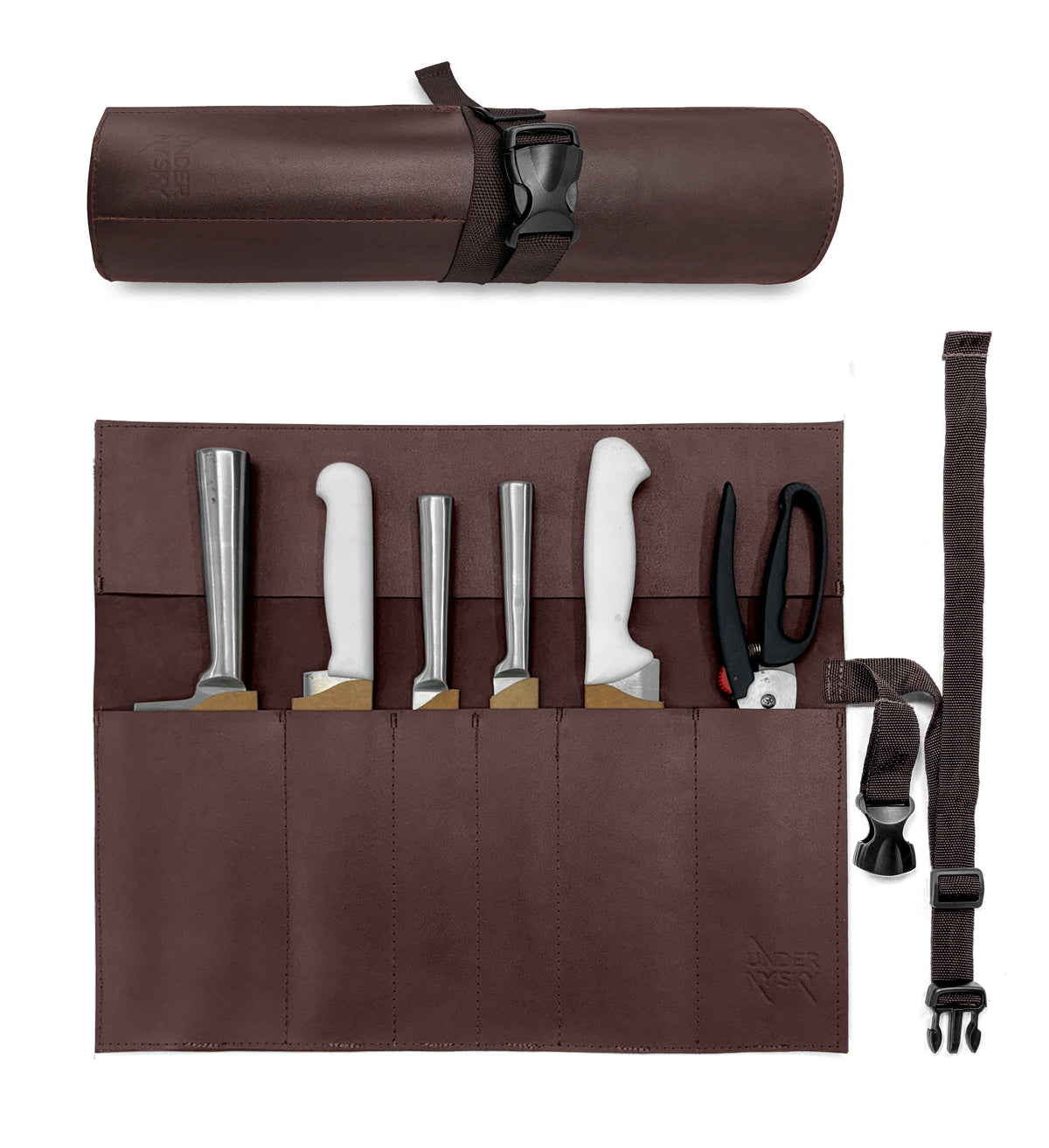 Estojo Porta Facas em Couro Legítimo - 1, 2, 3, 4 ou 6 Bolsos - Estojo Case de Fácil Transporte - Para Facas, Utensílios, Cozinha, Chefs, BBQ -  Under NY Sky
