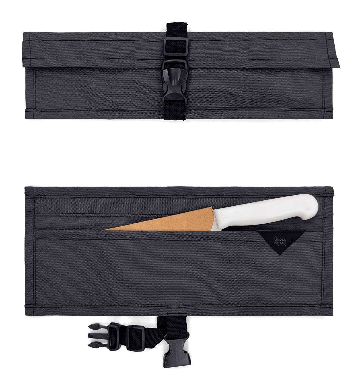 Estojo Porta Faca - 1, 2, 3, 4 ou 6 Bolsos - Bolsa Portátil em Lona Oxford Resistente para Ferramentas de Cozinha, Utensílios, Case Rolo para Facas - Chef, Grill, Churrasco -  Under NY Sky