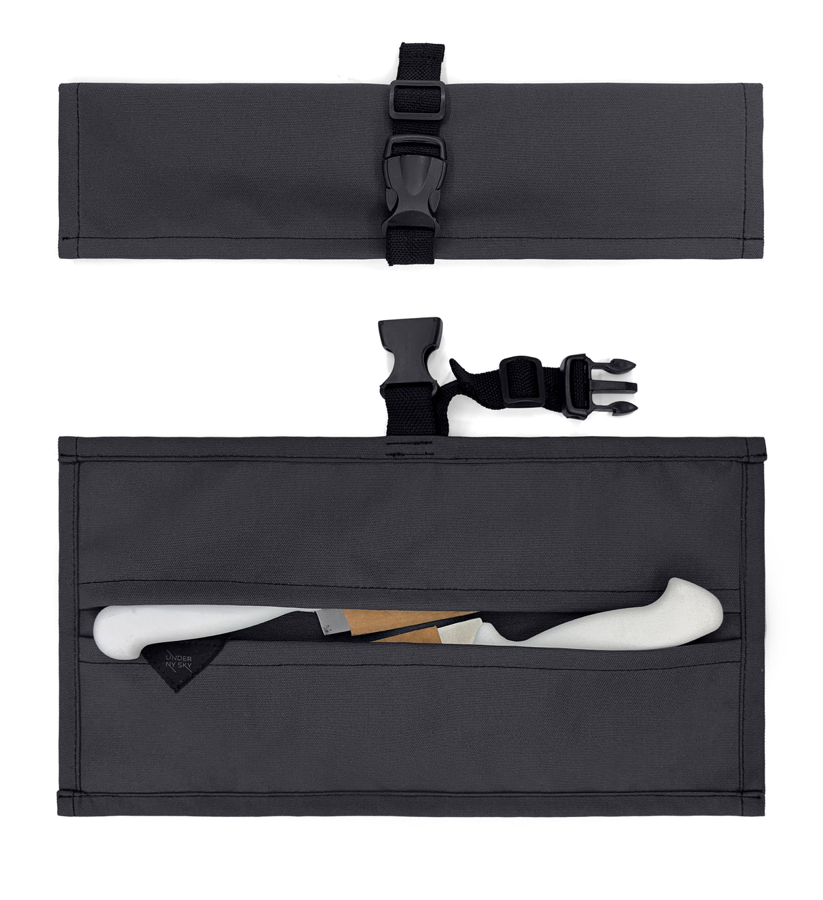 Estojo Porta Faca - 1, 2, 3, 4 ou 6 Bolsos - Bolsa Portátil em Lona Oxford Resistente para Ferramentas de Cozinha, Utensílios, Case Rolo para Facas - Chef, Grill, Churrasco -  Under NY Sky