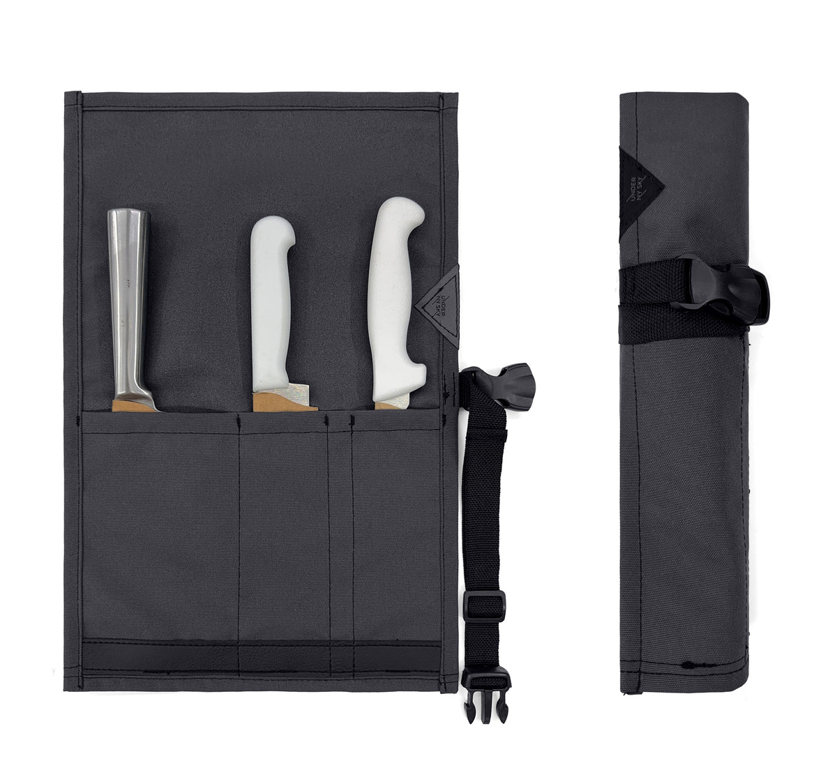 Estojo Porta Faca - 1, 2, 3, 4 ou 6 Bolsos - Bolsa Portátil em Lona Oxford Resistente para Ferramentas de Cozinha, Utensílios, Case Rolo para Facas - Chef, Grill, Churrasco -  Under NY Sky