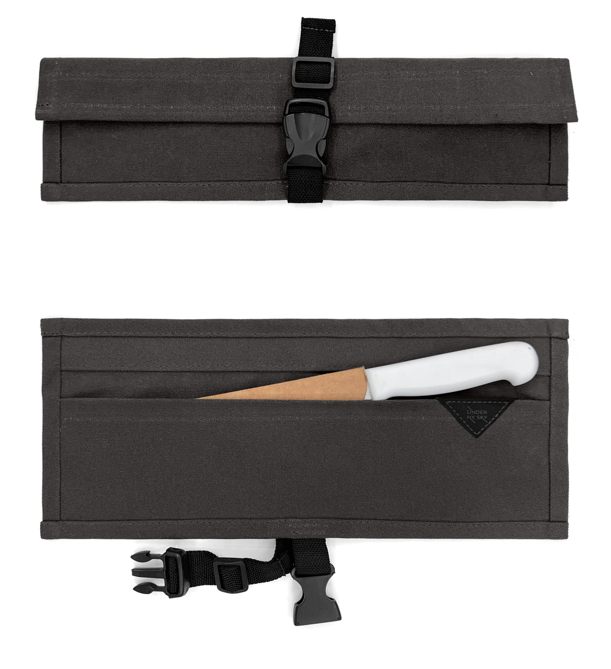 Estojo Porta Facas - 1, 2, 3, 4 ou 6 Bolsos - Bolsa Portátil em Lona Parafinada para Ferramentas de Cozinha, Utensílios, Case Rolo para Facas - Chefs, Grill, Churrasco -  Under NY Sky