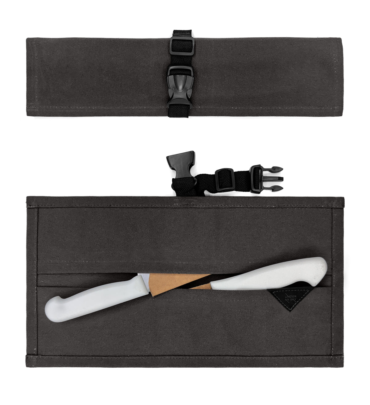 Estojo Porta Facas - 1, 2, 3, 4 ou 6 Bolsos - Bolsa Portátil em Lona Parafinada para Ferramentas de Cozinha, Utensílios, Case Rolo para Facas - Chefs, Grill, Churrasco -  Under NY Sky