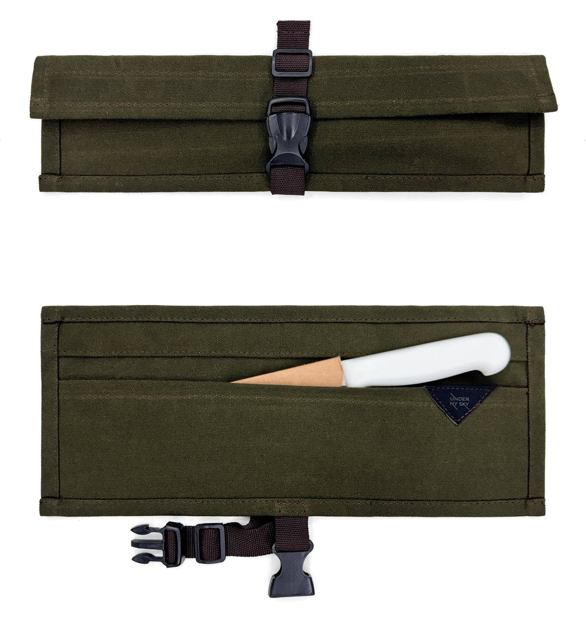 Estojo Porta Facas - 1, 2, 3, 4 ou 6 Bolsos - Bolsa Portátil em Lona Parafinada para Ferramentas de Cozinha, Utensílios, Case Rolo para Facas - Chefs, Grill, Churrasco -  Under NY Sky