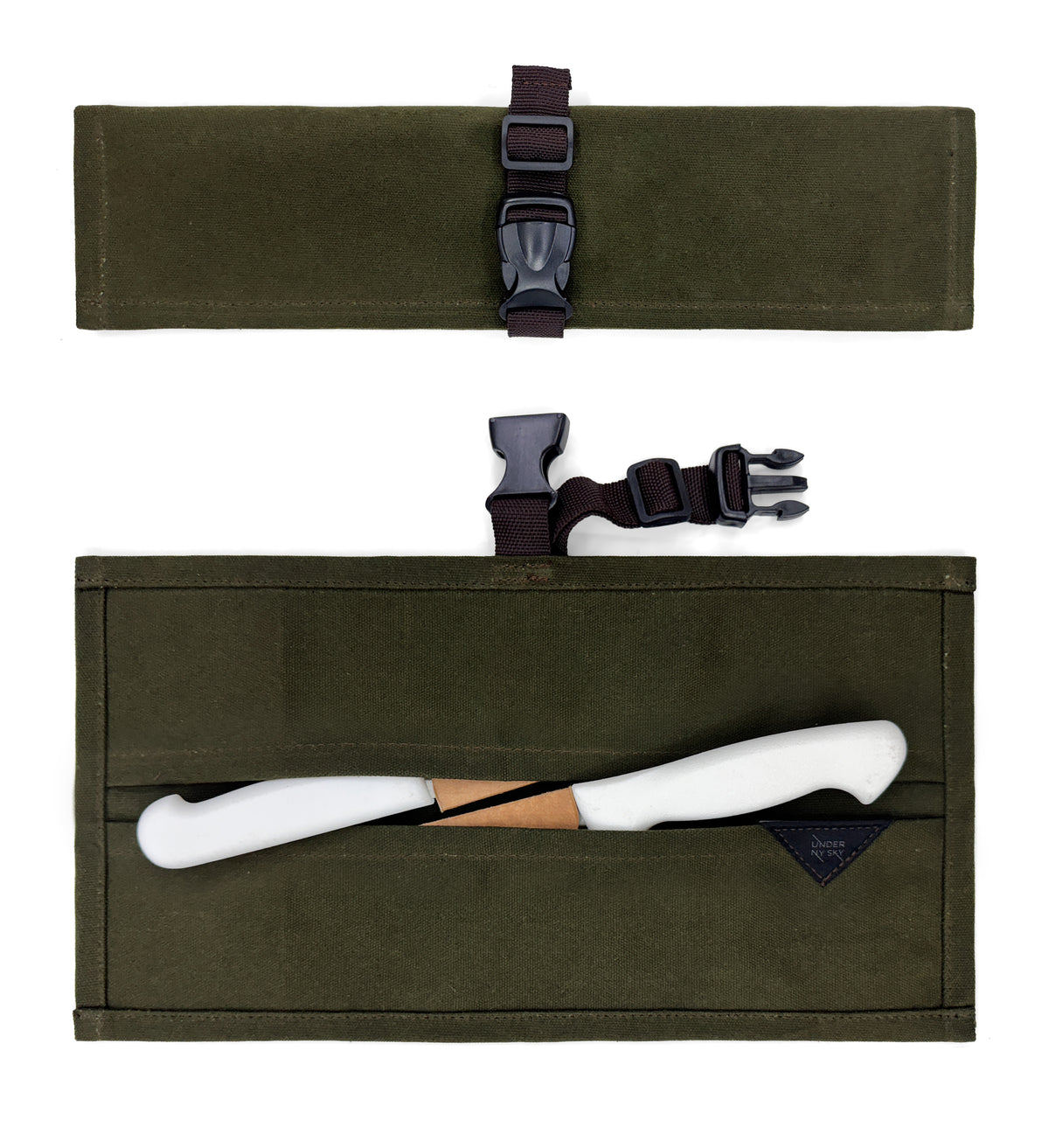Estojo Porta Facas - 1, 2, 3, 4 ou 6 Bolsos - Bolsa Portátil em Lona Parafinada para Ferramentas de Cozinha, Utensílios, Case Rolo para Facas - Chefs, Grill, Churrasco -  Under NY Sky