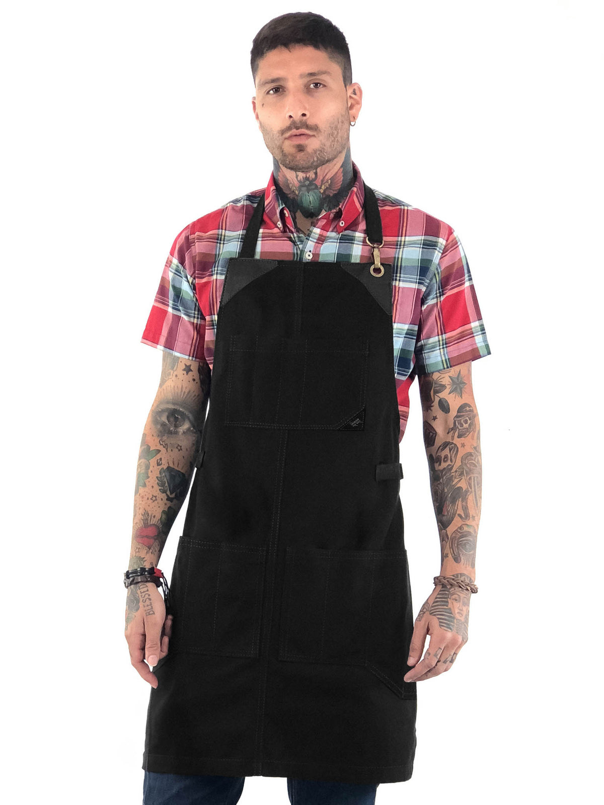 Utility Apron - Heavy-Duty Canvas, Folds into Knife Roll, Leather Trim - Chef, BBQ, Butcher - Under NY Sky 