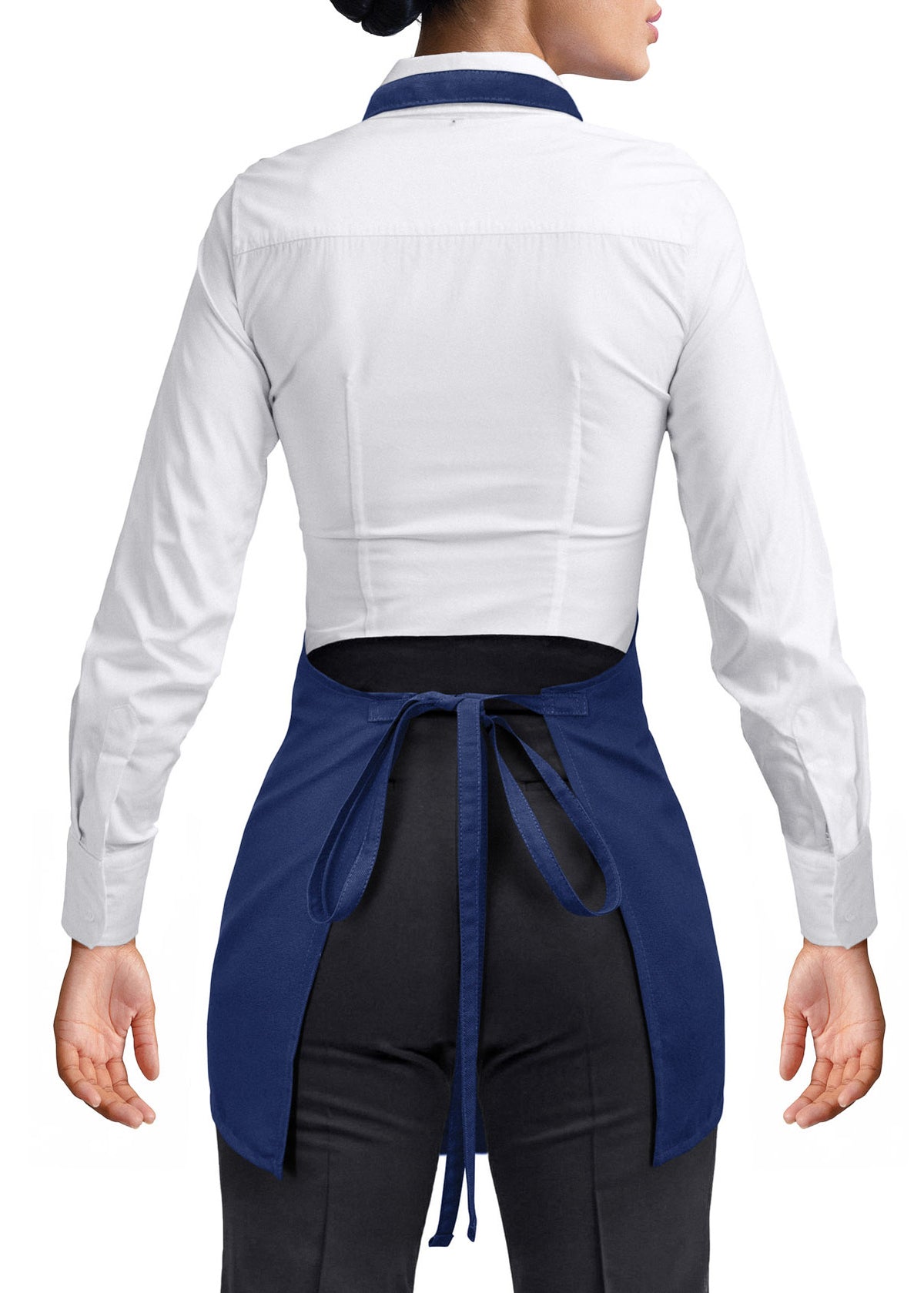 V Neck Short Apron - Tuxedo Style - Lightweight, 3 Pockets - Server, Waiter, Bistro, Restaurant - Under NY Sky