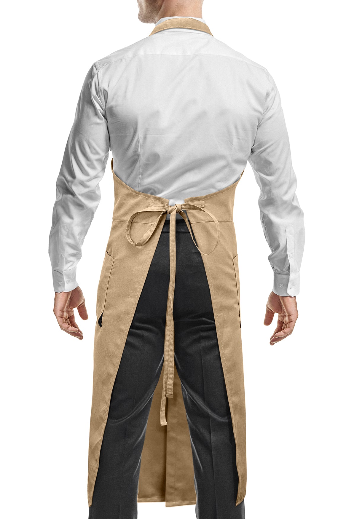 V Neck Long Apron Tuxedo Style - Front Slit, 2 Pockets - Server, Waiter, Chef, Bistrot, Restaurant -  Under NY Sky