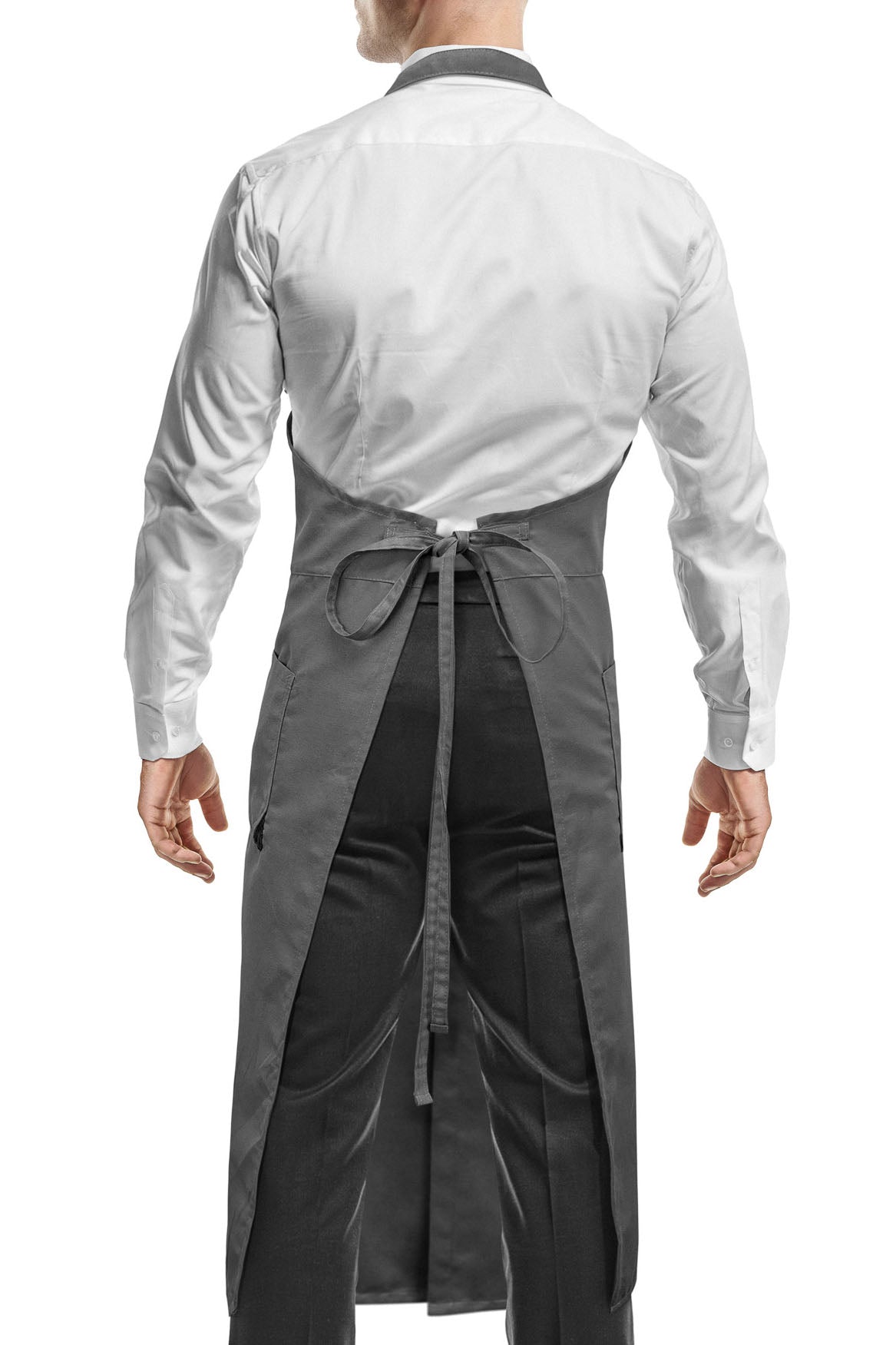 V Neck Long Apron Tuxedo Style - Front Slit, 2 Pockets - Server, Waiter, Chef, Bistrot, Restaurant -  Under NY Sky