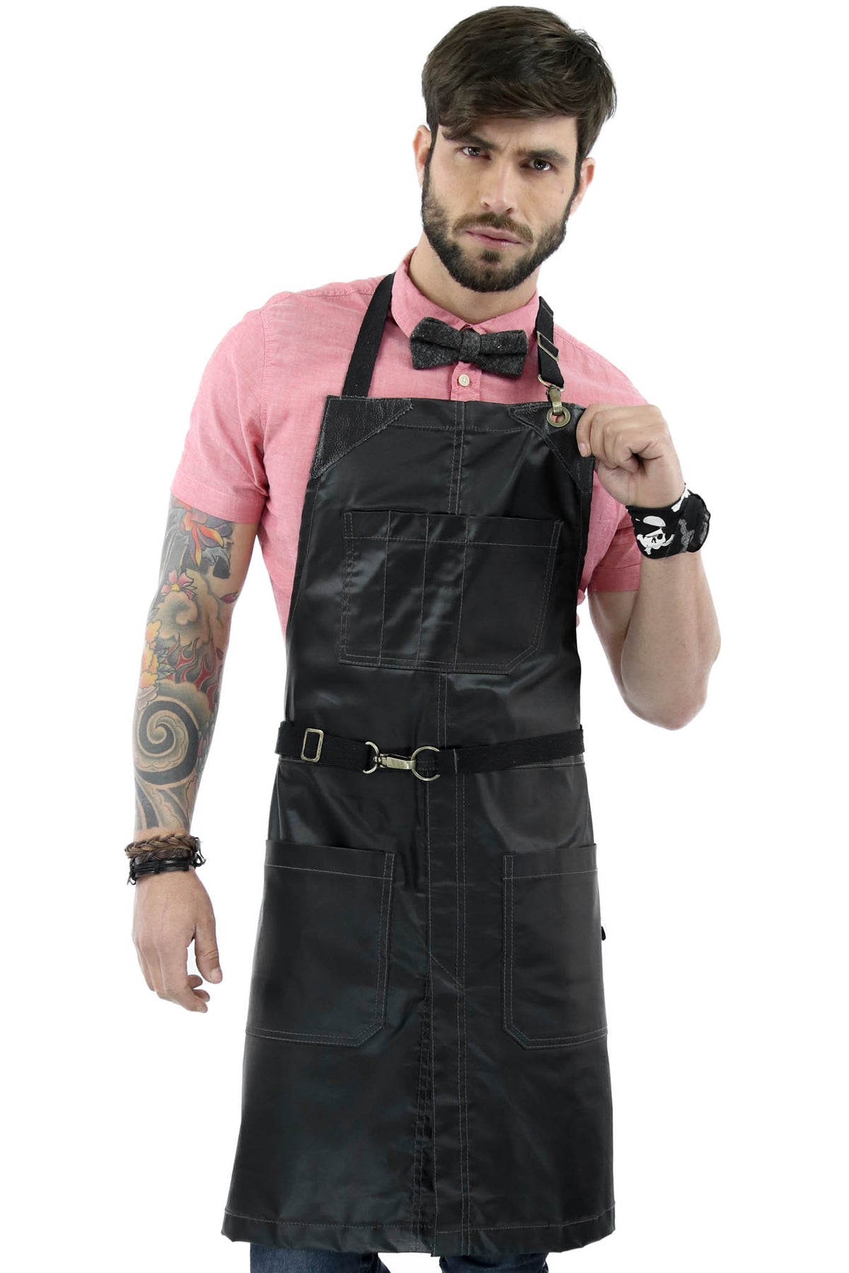 Salon Apron - Water Resistant, Easy-Fastening No-Tie, Adjustable - Hairstylist, Barber, Chef - Under NY Sky