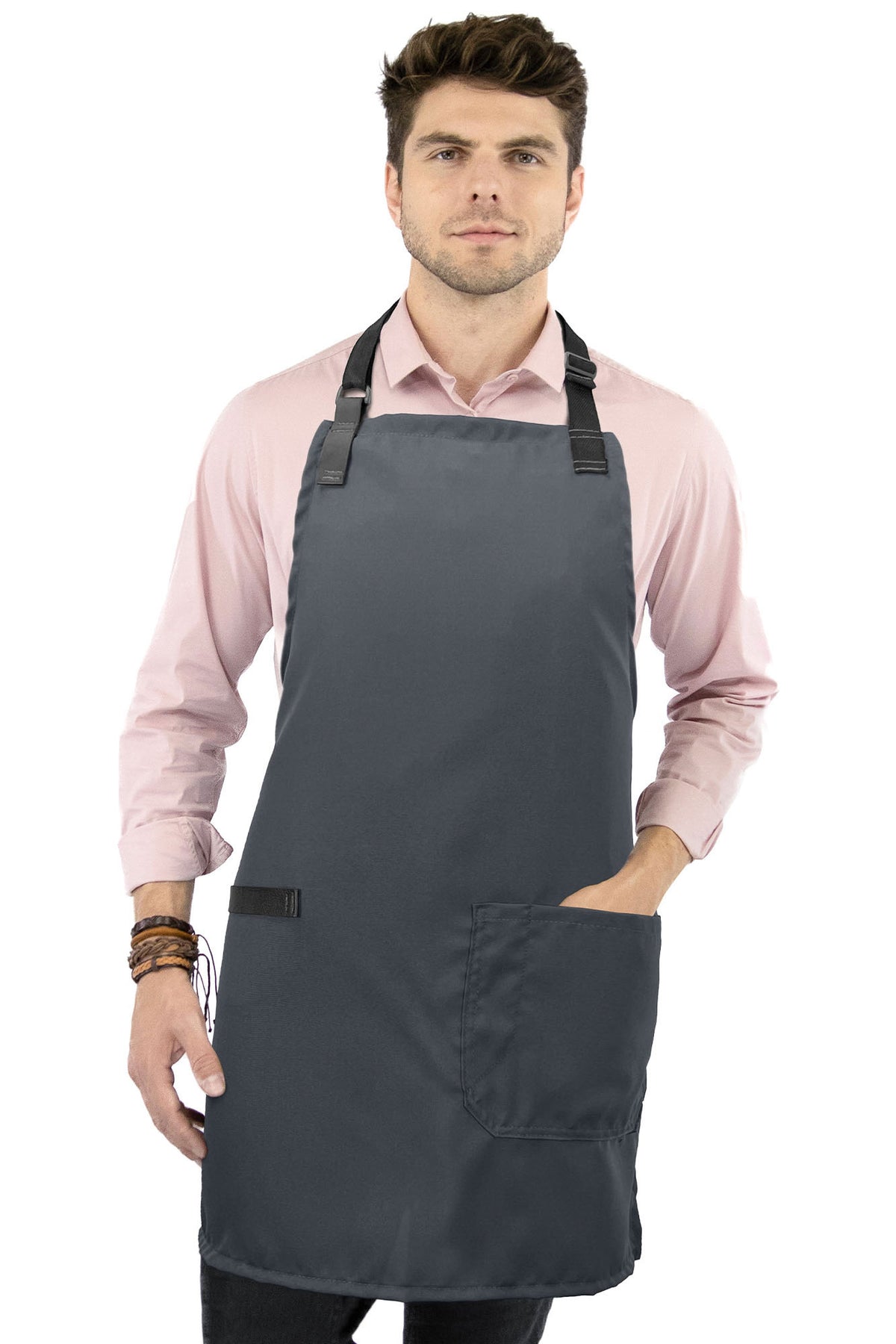 Super Light Apron - Pocket, Towel Loop, Leather Reinforcement - Kitchen Bib Apron - Cook, Chef, Server, Barista - Under NY Sky