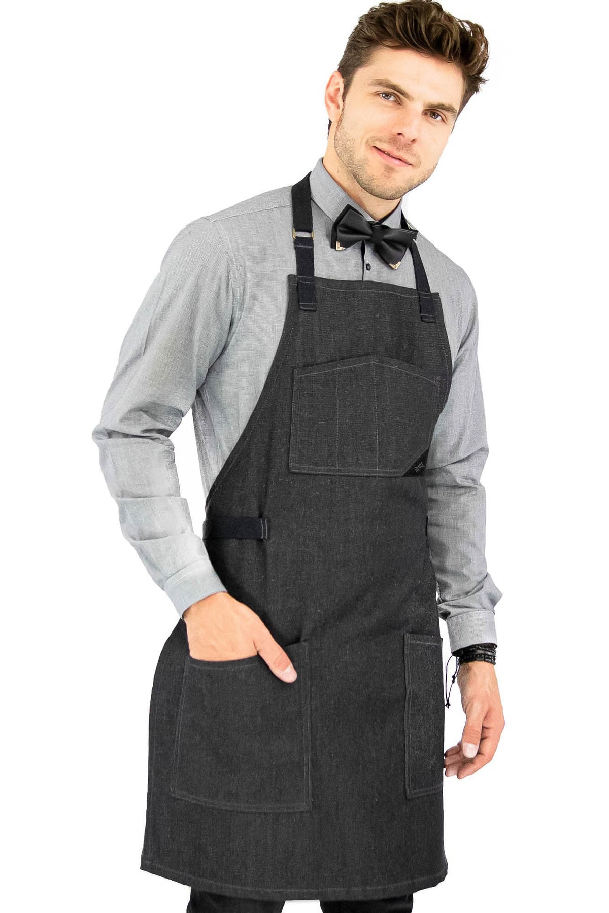 Chef Apron – Denim or Twill - Cotton Straps - Smart Pockets - Pro Chef, Cook, Barista, Bartender - Under NY Sky