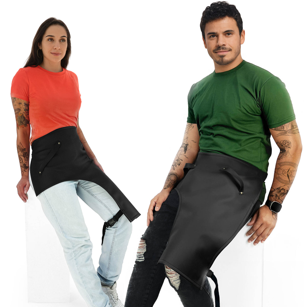 Avental de Tatuagem em Couro Vegano - Reforçado com Rebites, Higienizável, Alças com Fecho Fácil - Tatuador, Estúdio Tatuagem - Under NY Sky