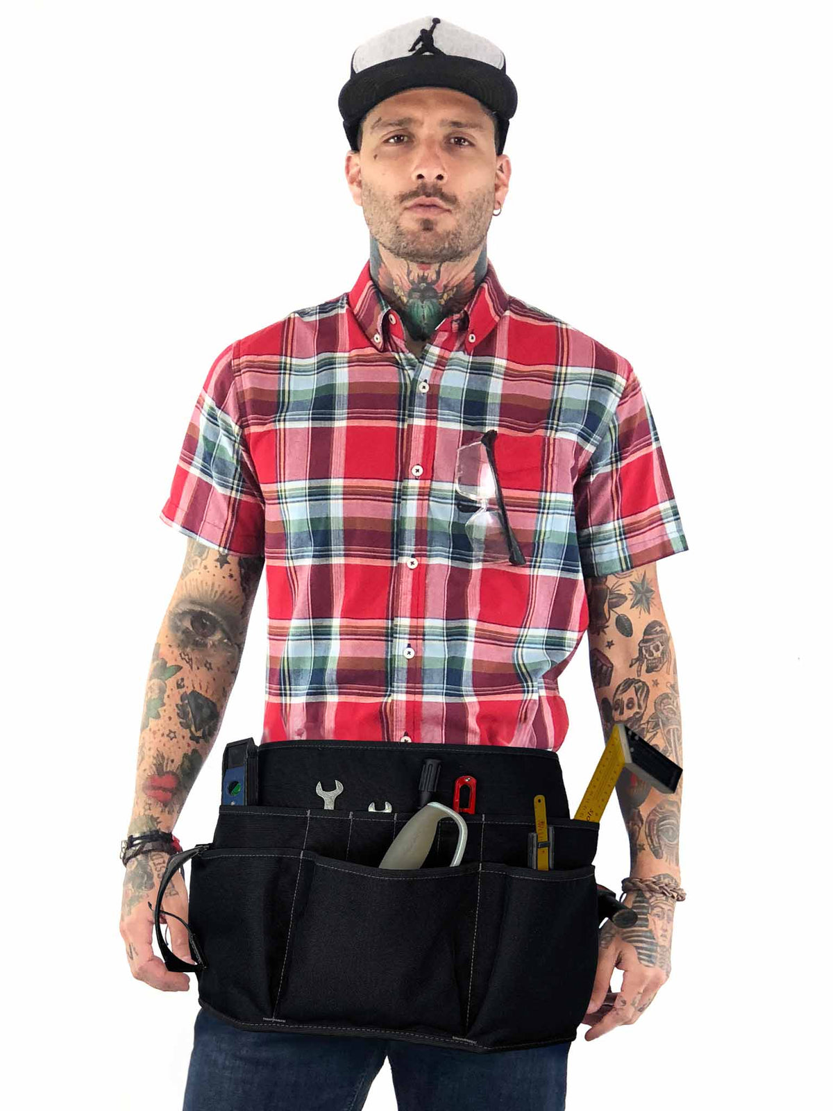 Tool Belt - 12 Pockets, 2 Loops, 1 Hammer Loop - Heavy Duty - Adjustable Pouch Apron - Mechanic, Shop, Electrician, Gardener, Makers - Under NY Sky