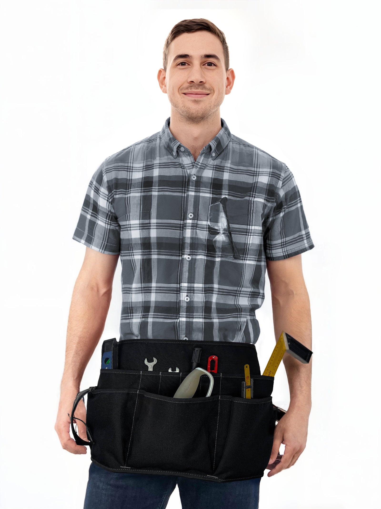 Cinto de Ferramentas - 12 Bolsos, 2 Alças de Suporte, 1 Alça para Martelo - Avental de Cintura Ajustável - Mecânico, Oficina, Eletricista, Jardineiro, Criadores - Under NY Sky