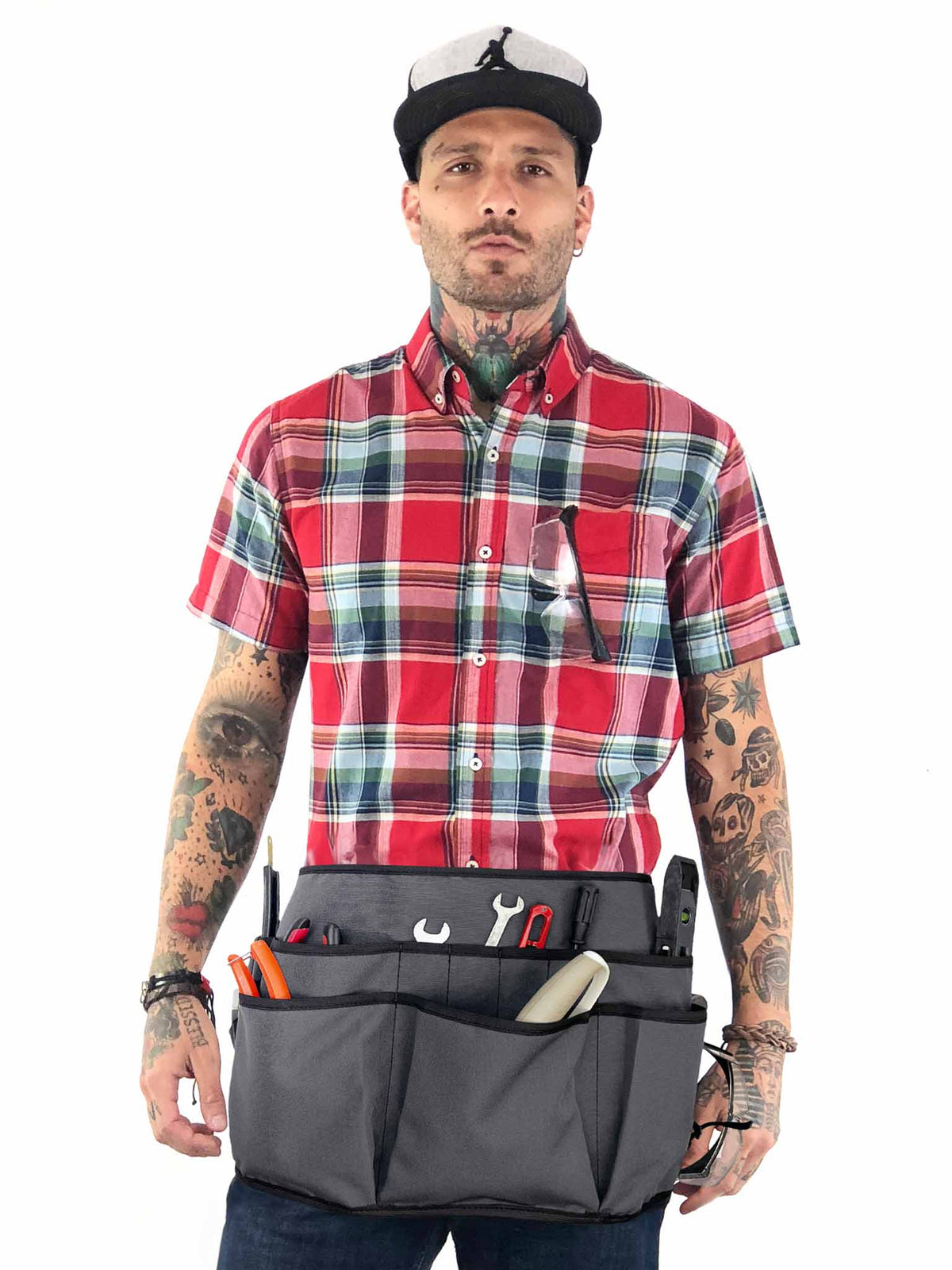 Tool Belt - 12 Pockets, 2 Loops, 1 Hammer Loop - Heavy Duty - Adjustable Pouch Apron - Mechanic, Shop, Electrician, Gardener, Makers - Under NY Sky