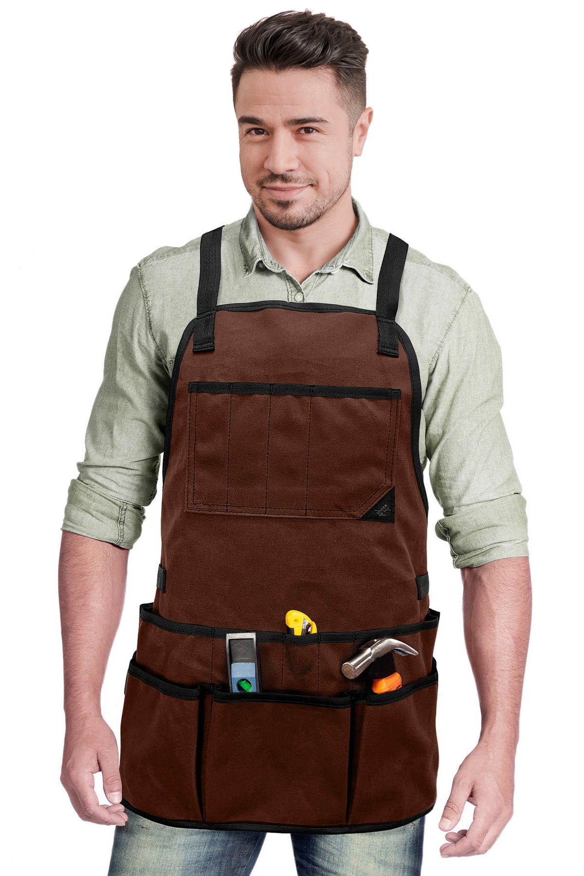Avental de Ferramentas - 20 Bolsos, Alças cruzadas, Lona Encerada Resistente - Under NY Sky