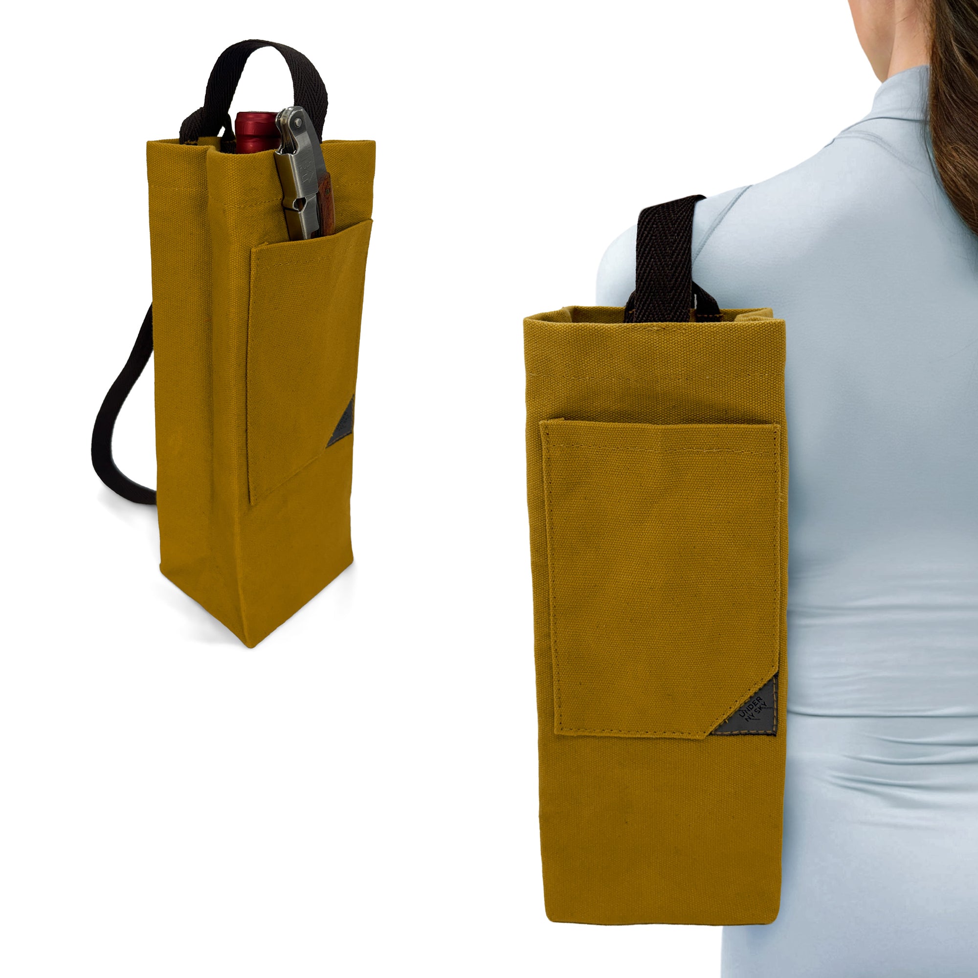 Bolsa Porta-Vinho, Sacola Leve, Portátil, Alça de ombro, Ideal para Viagens, Piquenique, Degustação - Under NY Sky
