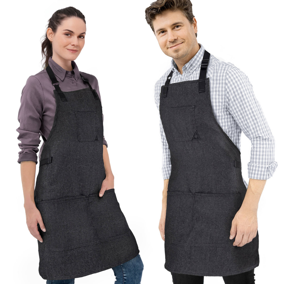 Avental Jeans Multiuso - Ajustável para Homens, Mulheres - Cozinheiro, Chef, Garçom, Padeiro, Barista, Restaurante, Café - Under NY Sky