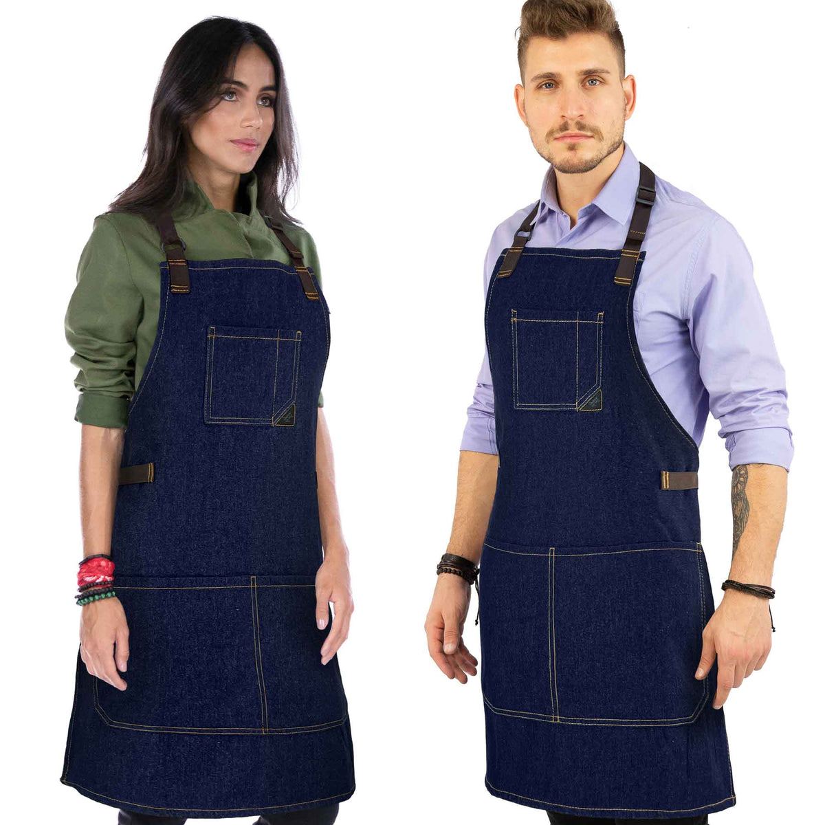 Work Apron - Adjustable for Men, Women - Cook, Chef, Server, Baker, Barista Shop, Restaurant, Coffee  - Under NY Sky