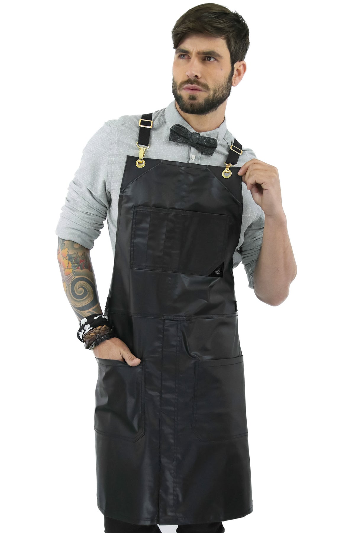 Salon Apron - CrossBack, Water Resistant, Adjustable, SplitLeg - Hairstylist, Barber, Shop - Under NY Sky