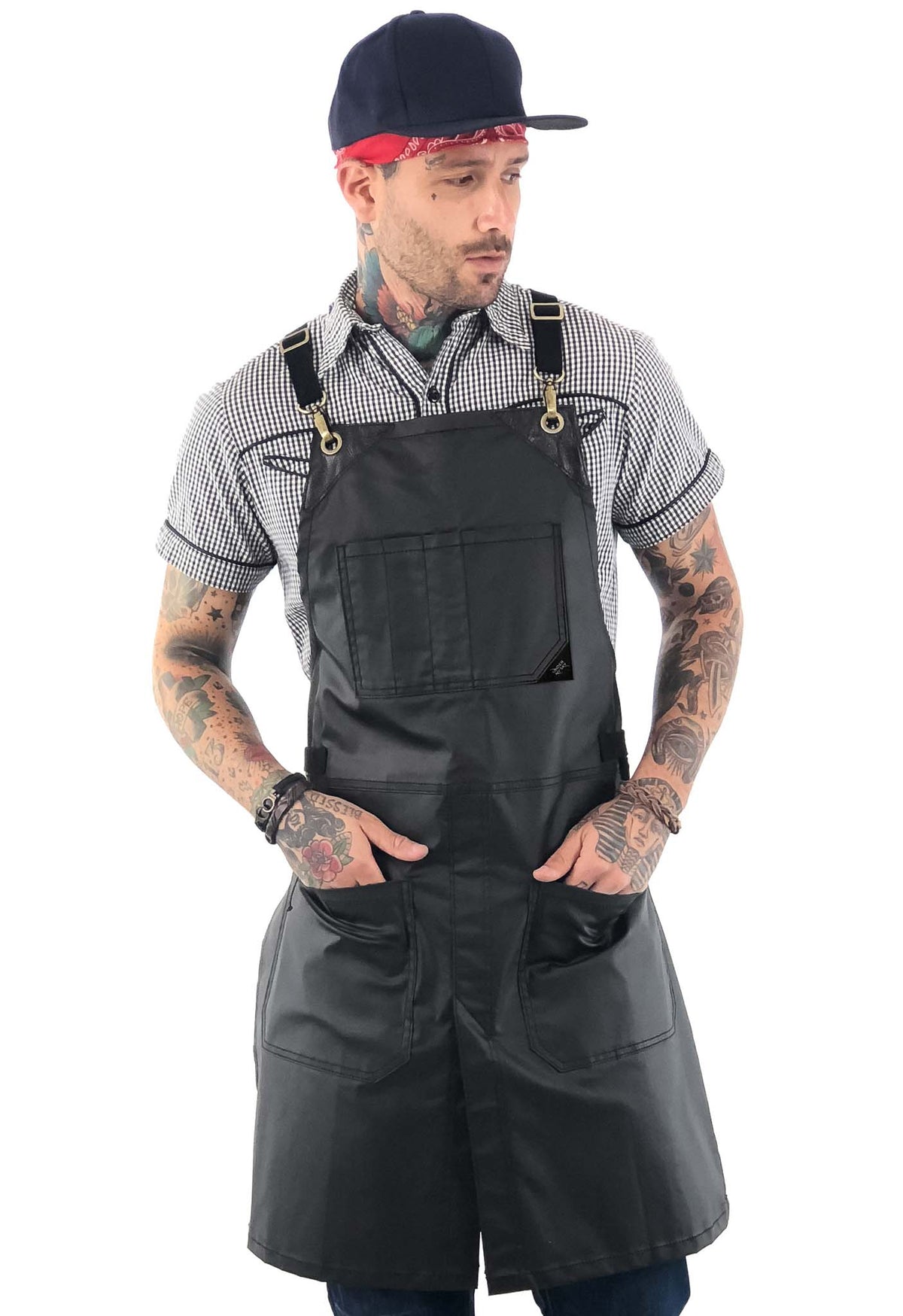 Salon Apron - CrossBack, Water Resistant, Adjustable, SplitLeg - Hairstylist, Barber, Shop - Under NY Sky