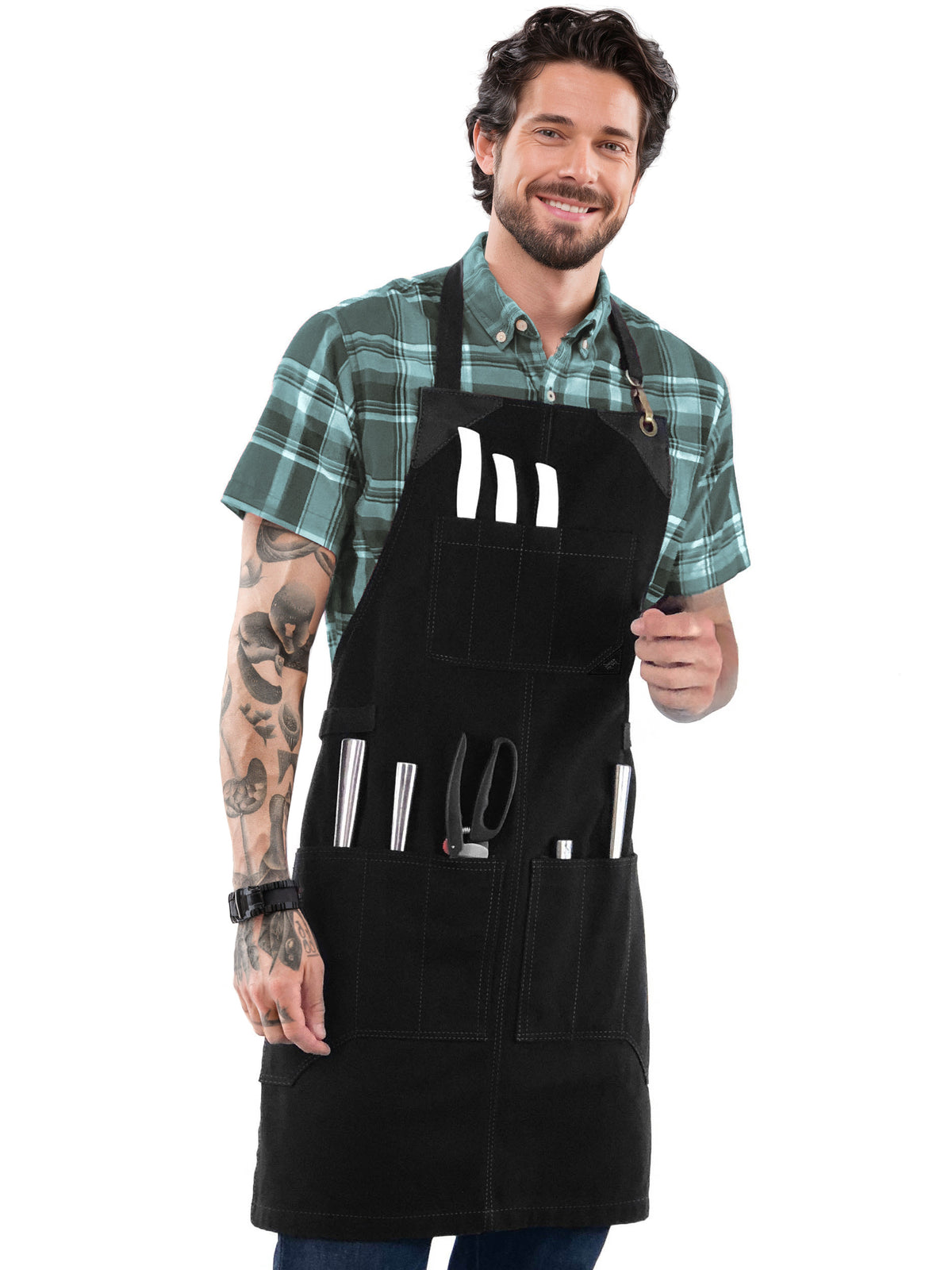 Avental Para Churrasqueiro – Lona Resistente, Funciona como Case de Faca, Acabamento em Couro – Chef, Churrasco, Açougue -  Under NY Sky
