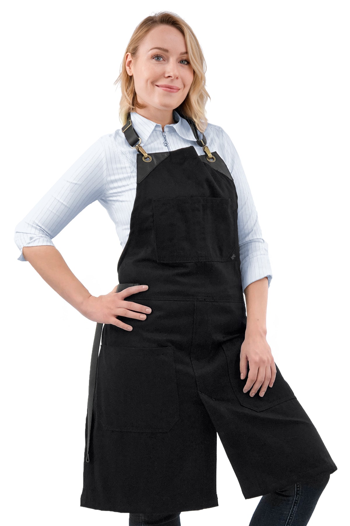 Avental com Alças de couro - Sarja - Fecho Fácil Sem Laço - Chef, Bartender, Loja, Barista - Under NY Sky