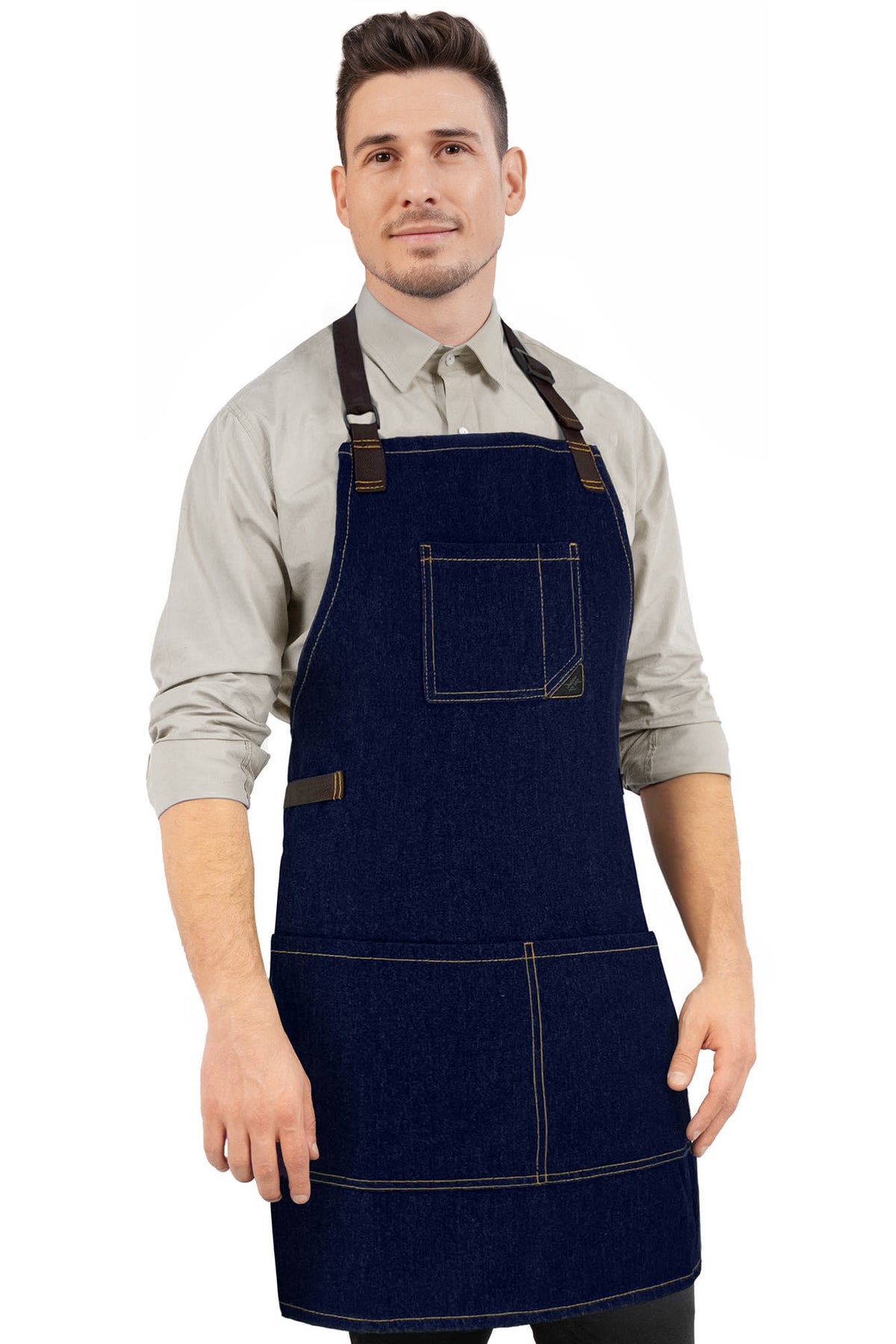Avental Jeans Multiuso - Ajustável para Homens, Mulheres - Cozinheiro, Chef, Garçom, Padeiro, Barista, Restaurante, Café - Under NY Sky