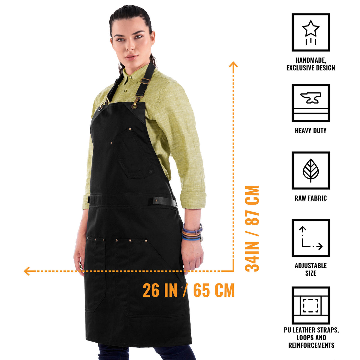 Avental Barista – Alças e Reforços em Couro – Costura Dupla – Chef, Cozinheiro, Barista, Bartender -  Under NY Sky