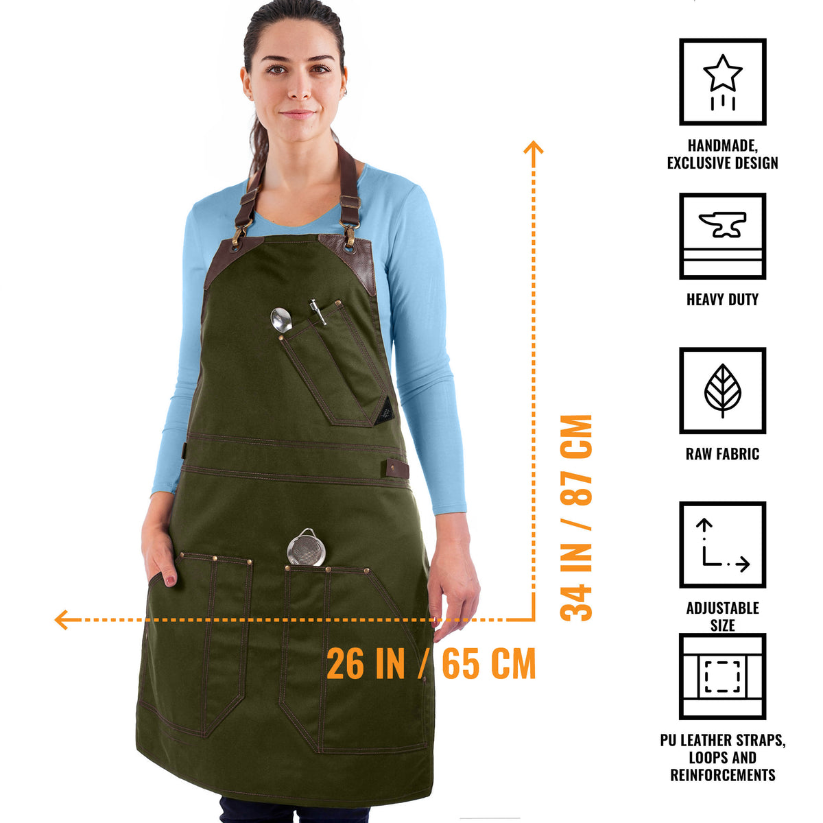 Avental Barista – Alças e Reforços em Couro – Costura Dupla – Chef, Cozinheiro, Barista, Bartender -  Under NY Sky
