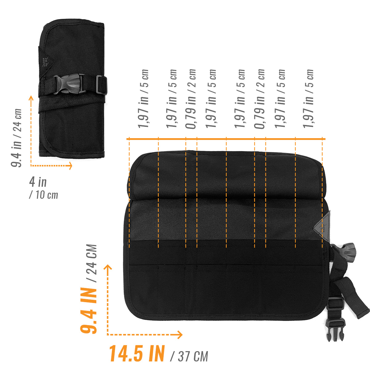 Estojo Porta Tesoura - Salão de Beleza, Barbearia - Case Rolo em Lona Oxford para Tesouras de Corte de Cabelo, Pentes, Pincéis, Lápis Maquiagem - Barbeiro, Cabeleireiro, Maquiador - Under NY Sky