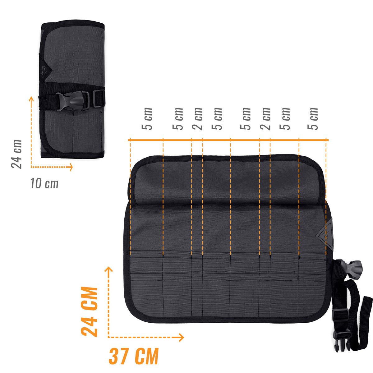 Estojo Porta Tesoura - Salão de Beleza, Barbearia - Case Rolo em Lona Oxford para Tesouras de Corte de Cabelo, Pentes, Pincéis, Lápis Maquiagem - Barbeiro, Cabeleireiro, Maquiador - Under NY Sky