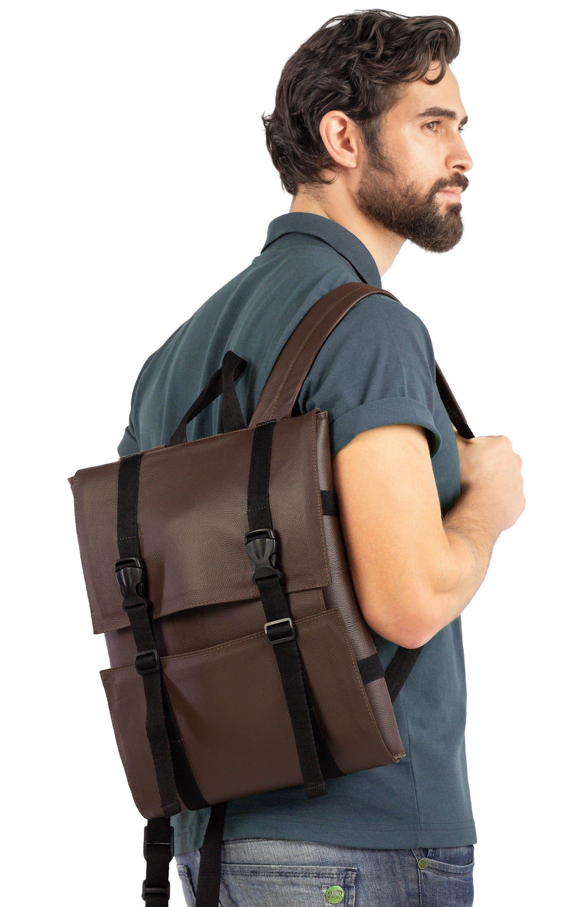 Bolsa para Facas - Couro Legítimo - 13 Compartimentos para Facas, 2 Bolsos com Zíper, Bolso para Laptop - Expansível - Under NY Sky